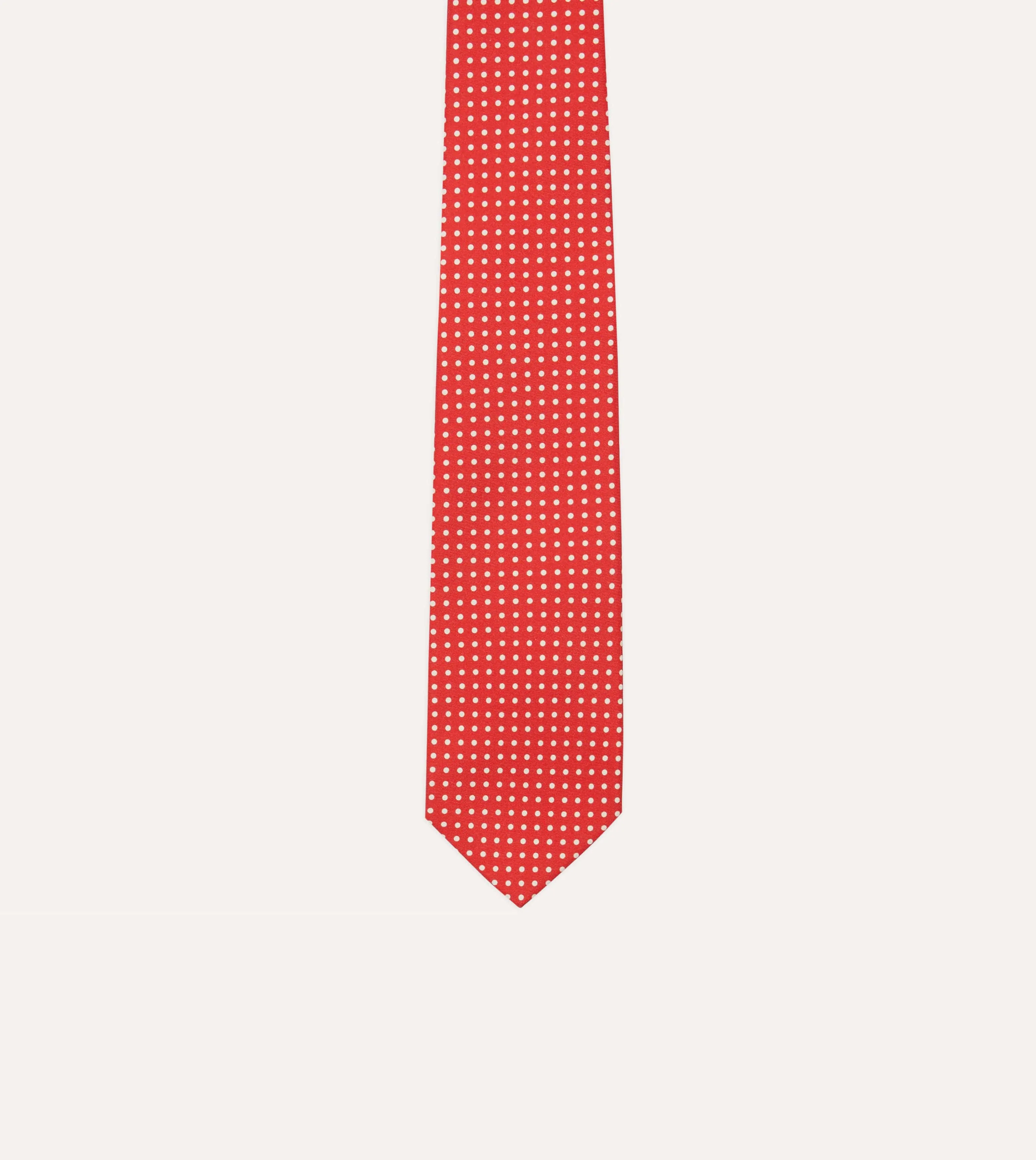 Red Small Spot Silk Self-Tipped Tie sold by Drake's London product image thumbnail 3