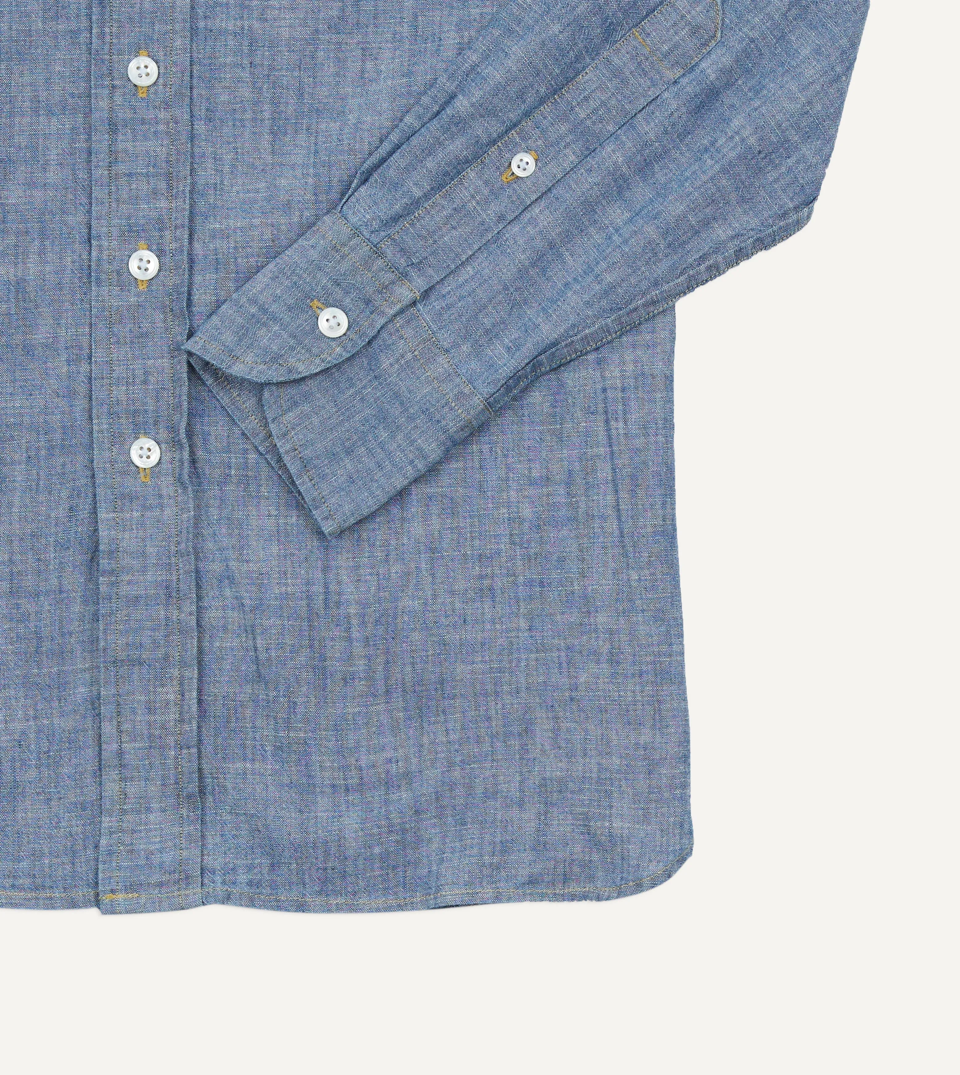 Blue Chambray Long Point Collar Shirt sold by Drake's London product image thumbnail 5