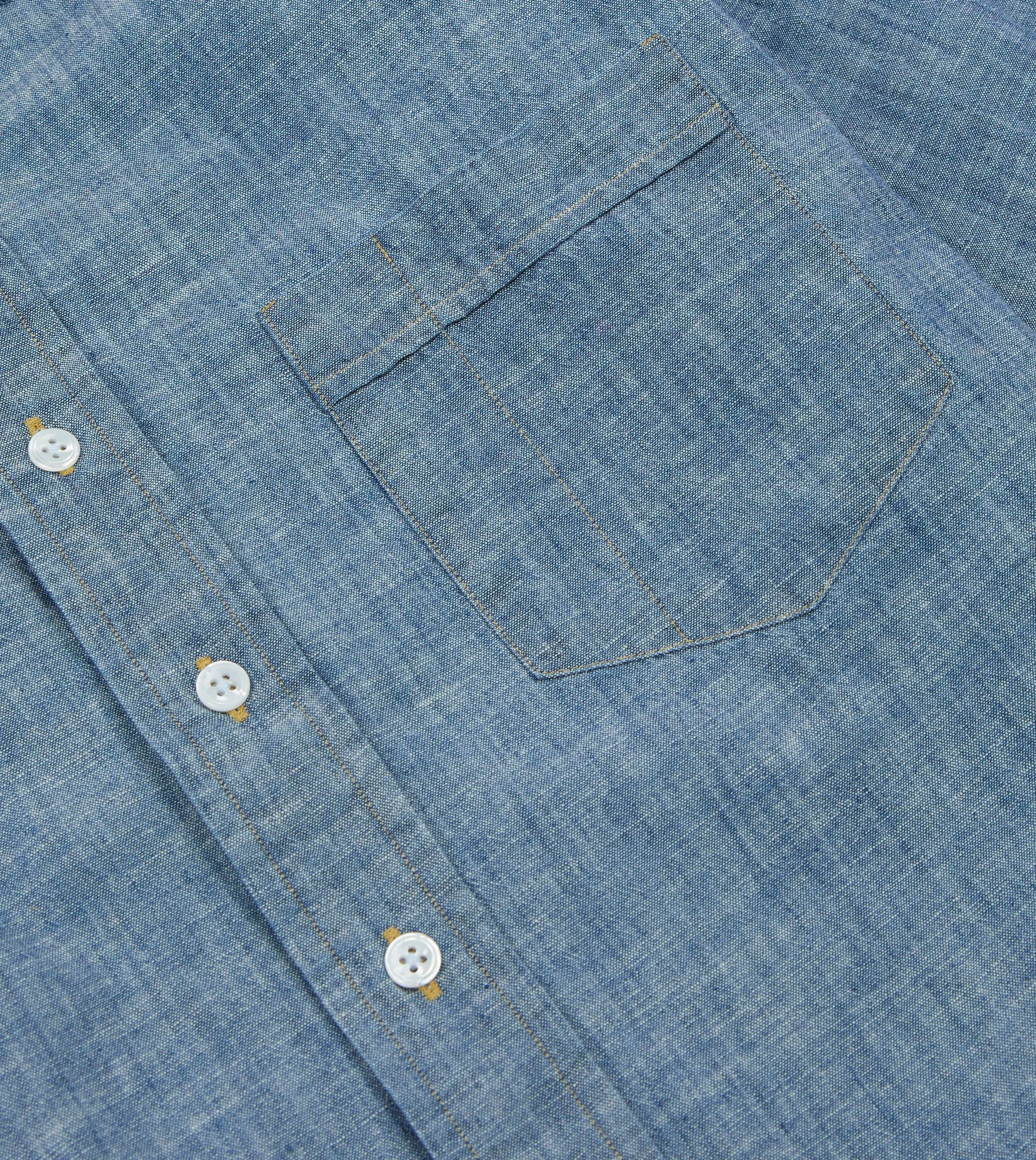 Blue Chambray Long Point Collar Shirt sold by Drake's London product image thumbnail 4