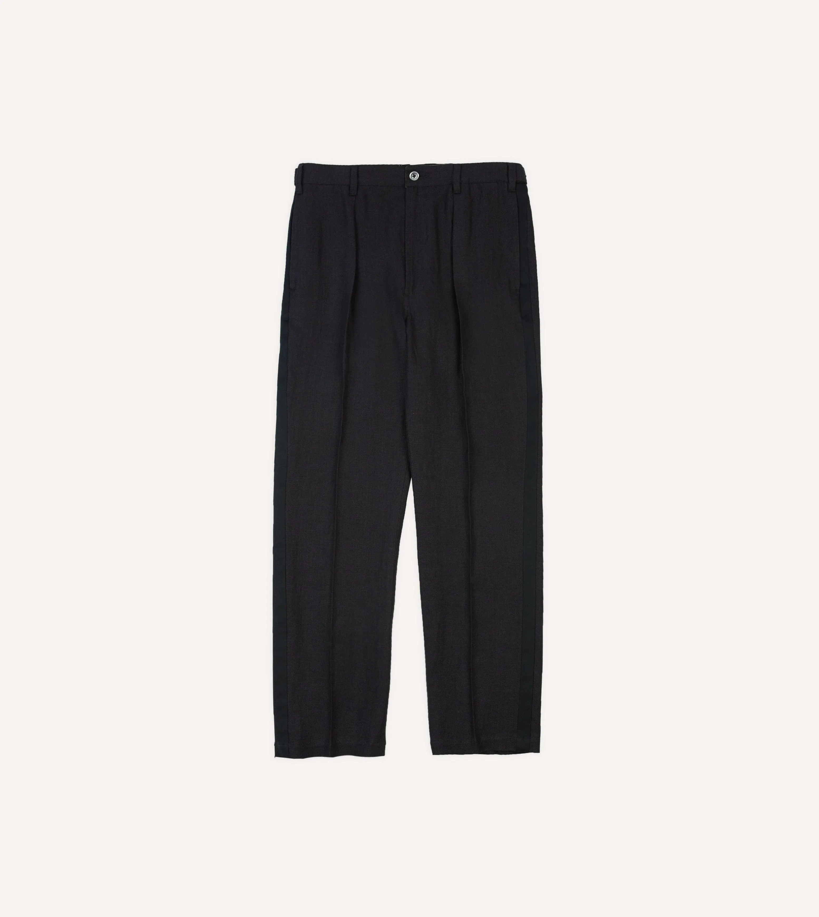 Black Linen Games Dinner Trousers sold by Drake's London product image thumbnail 3