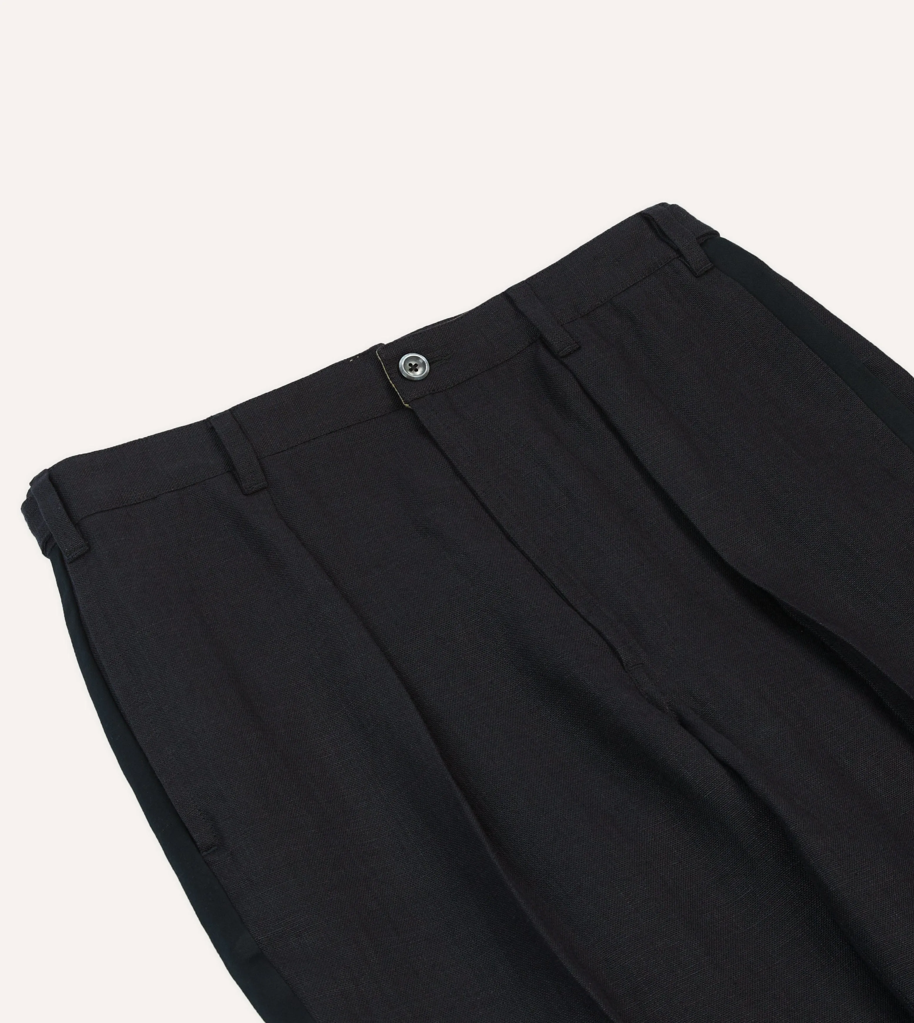 Black Linen Games Dinner Trousers sold by Drake's London product image thumbnail 4