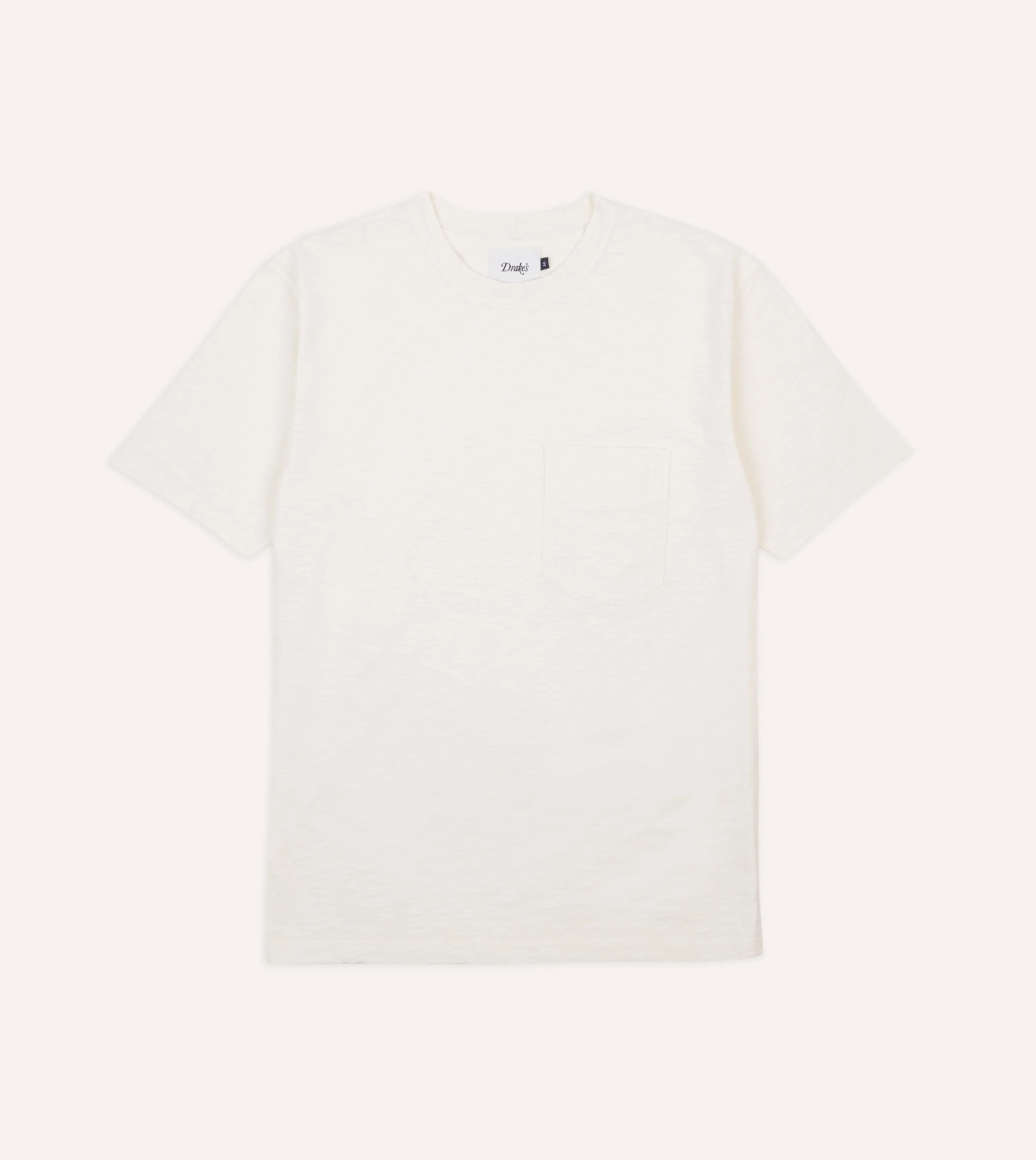 Antique White Flamé Cotton Crew Neck Hiking T-Shirt sold by Drake's London