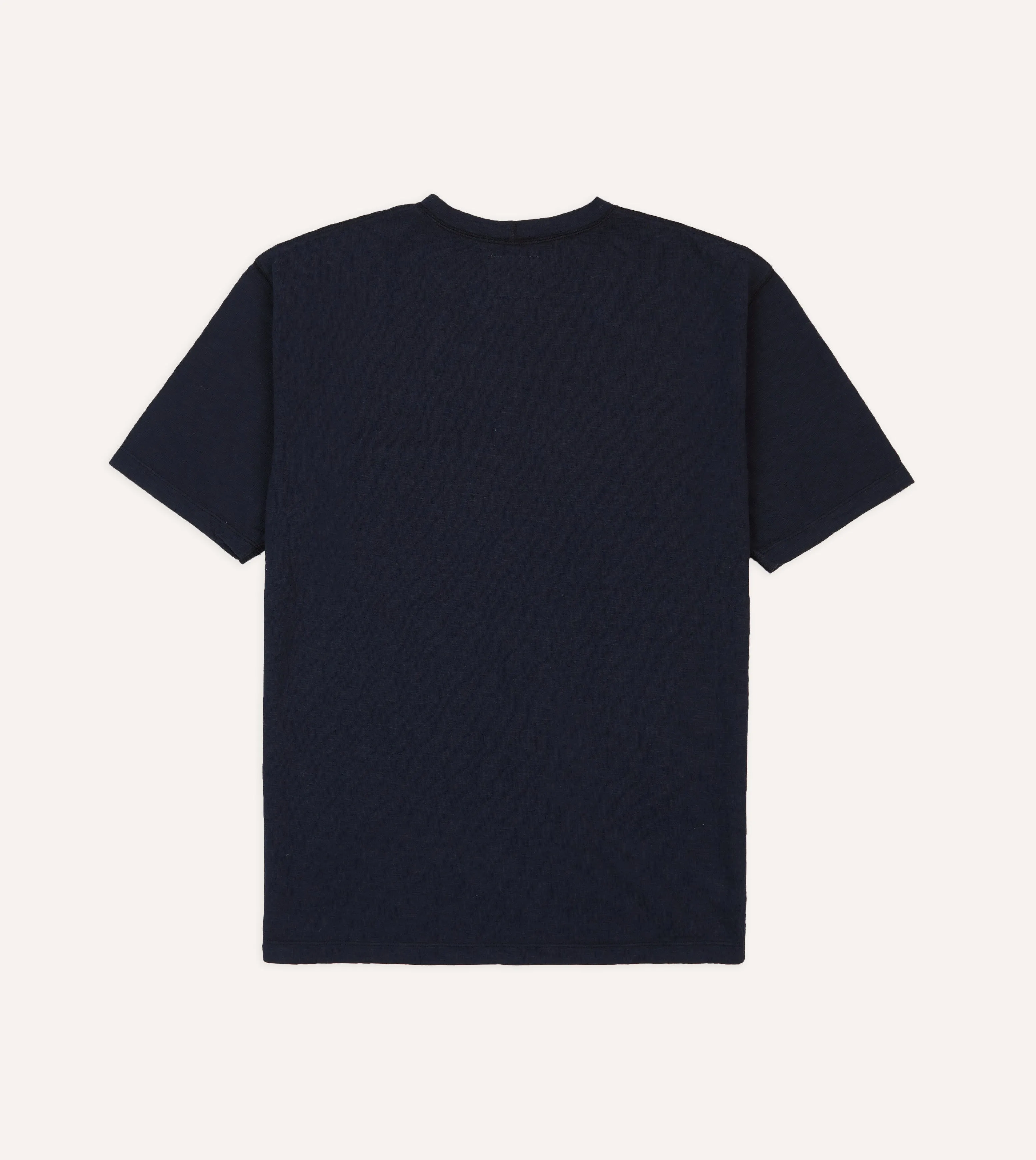 Navy Flamé Cotton Crew Neck Hiking T-Shirt sold by Drake's London product image thumbnail 4