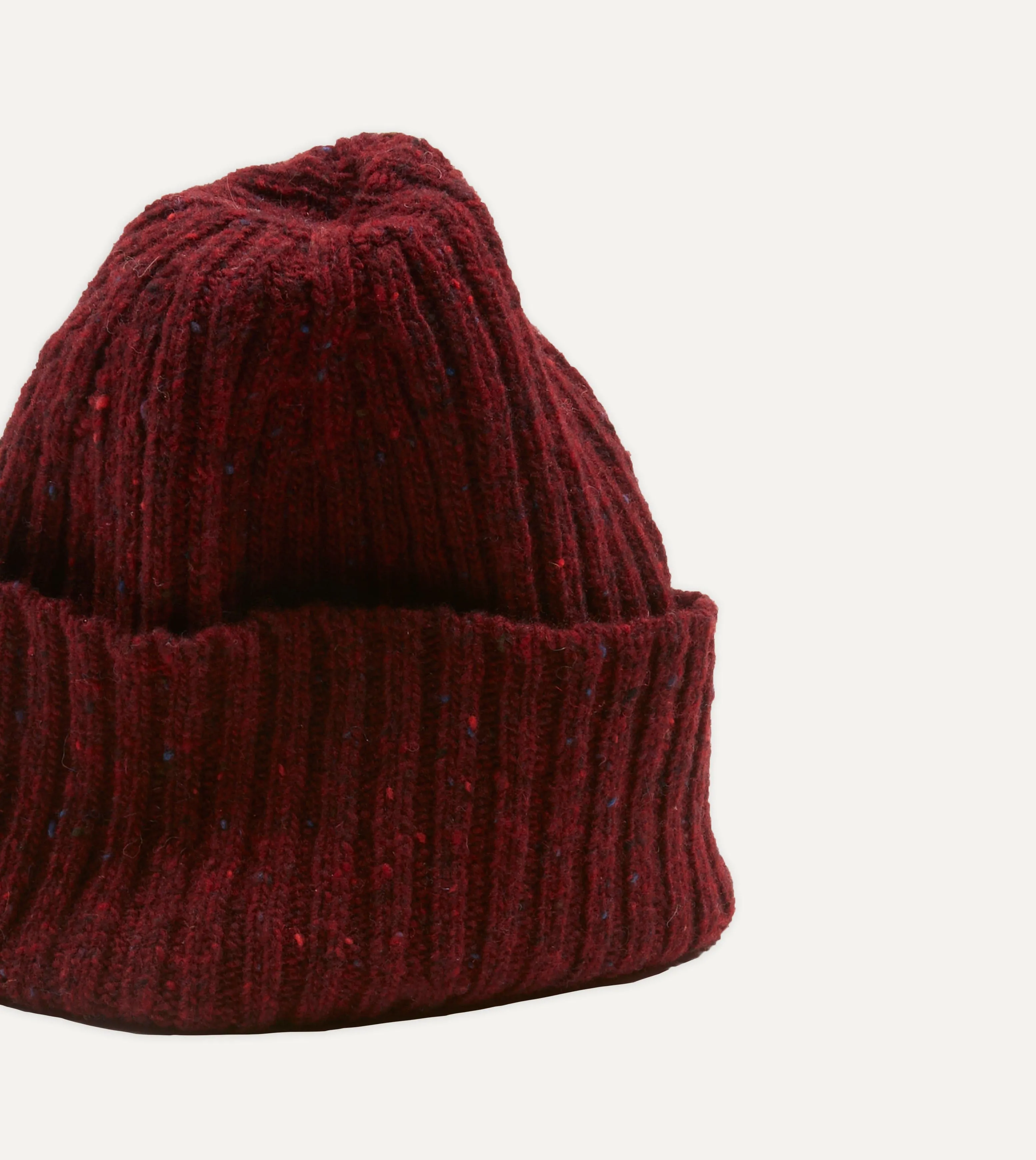 Red Ribbed Merino Donegal Knit Cap sold by Drake's London product image thumbnail 4