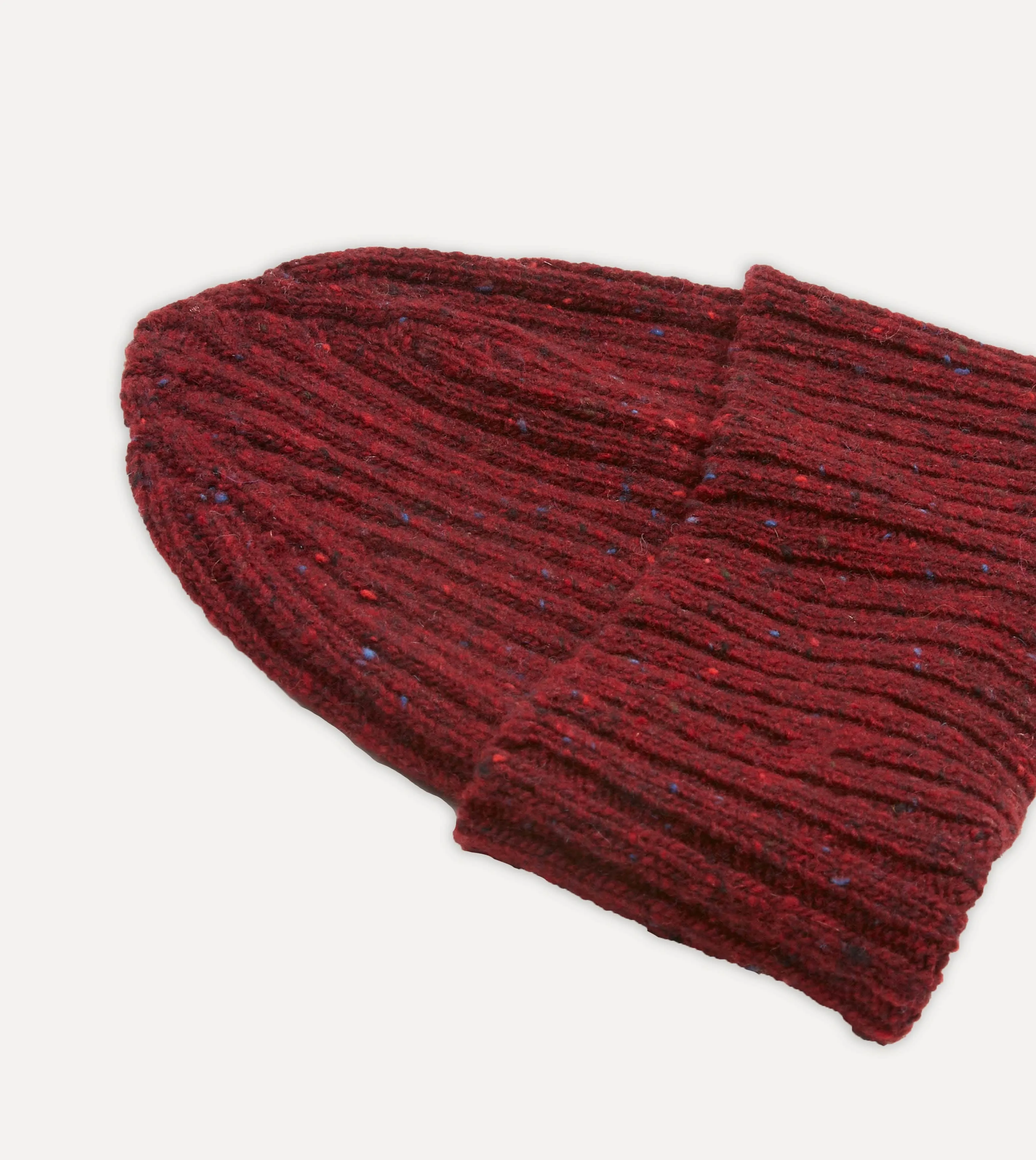 Red Ribbed Merino Donegal Knit Cap sold by Drake's London product image thumbnail 3