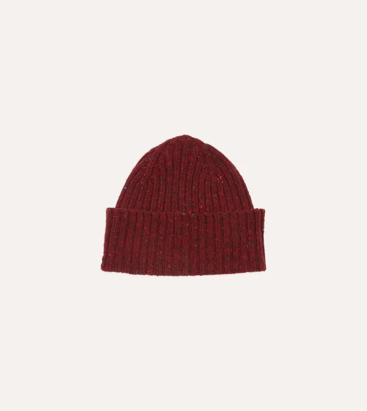 Red Ribbed Merino Donegal Knit Cap sold by Drake's London