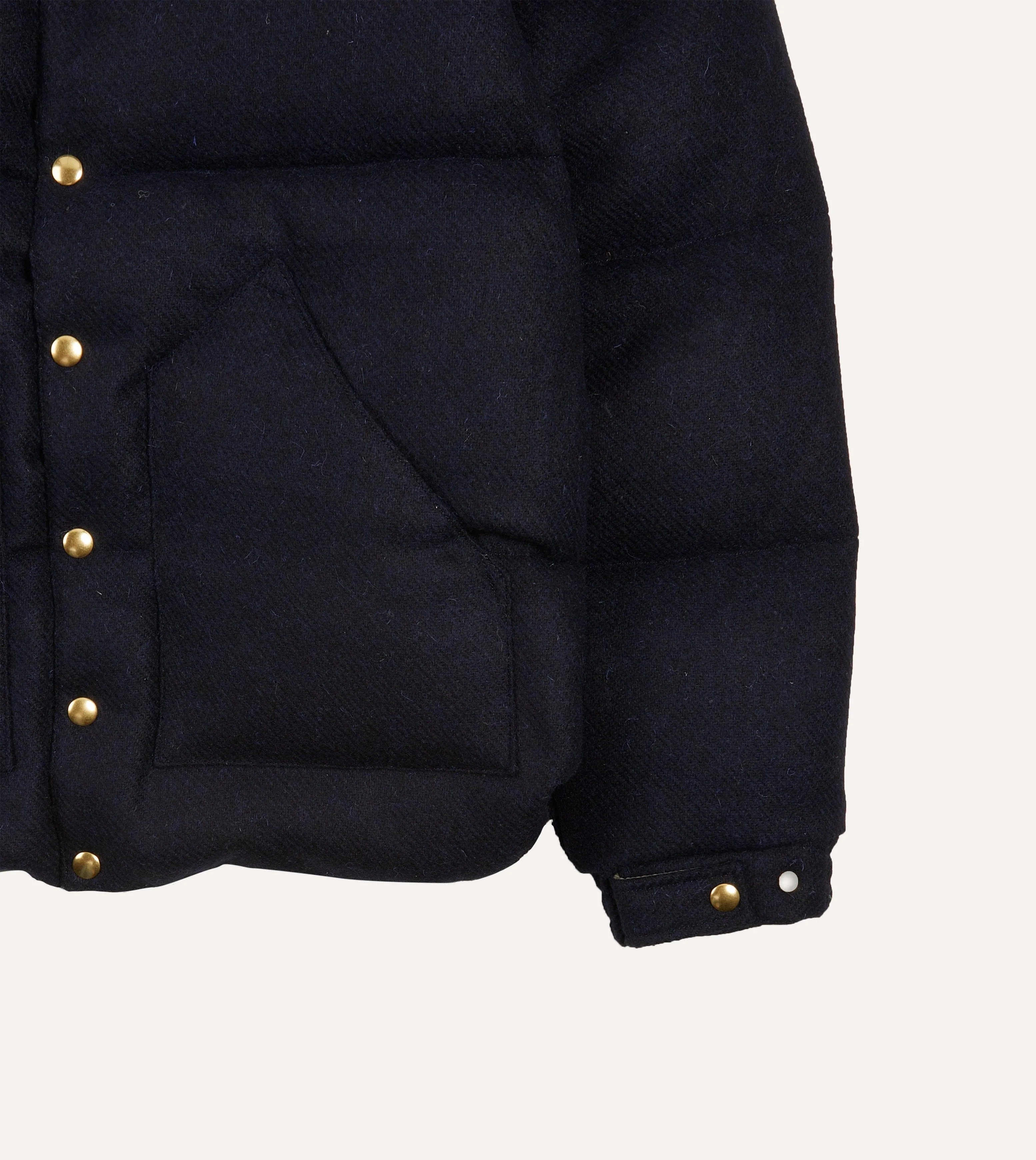 Rocky Mountain Featherbed for Drake's Navy Harris Tweed Leather Christy Down Jacket sold by Drake's London product image thumbnail 4