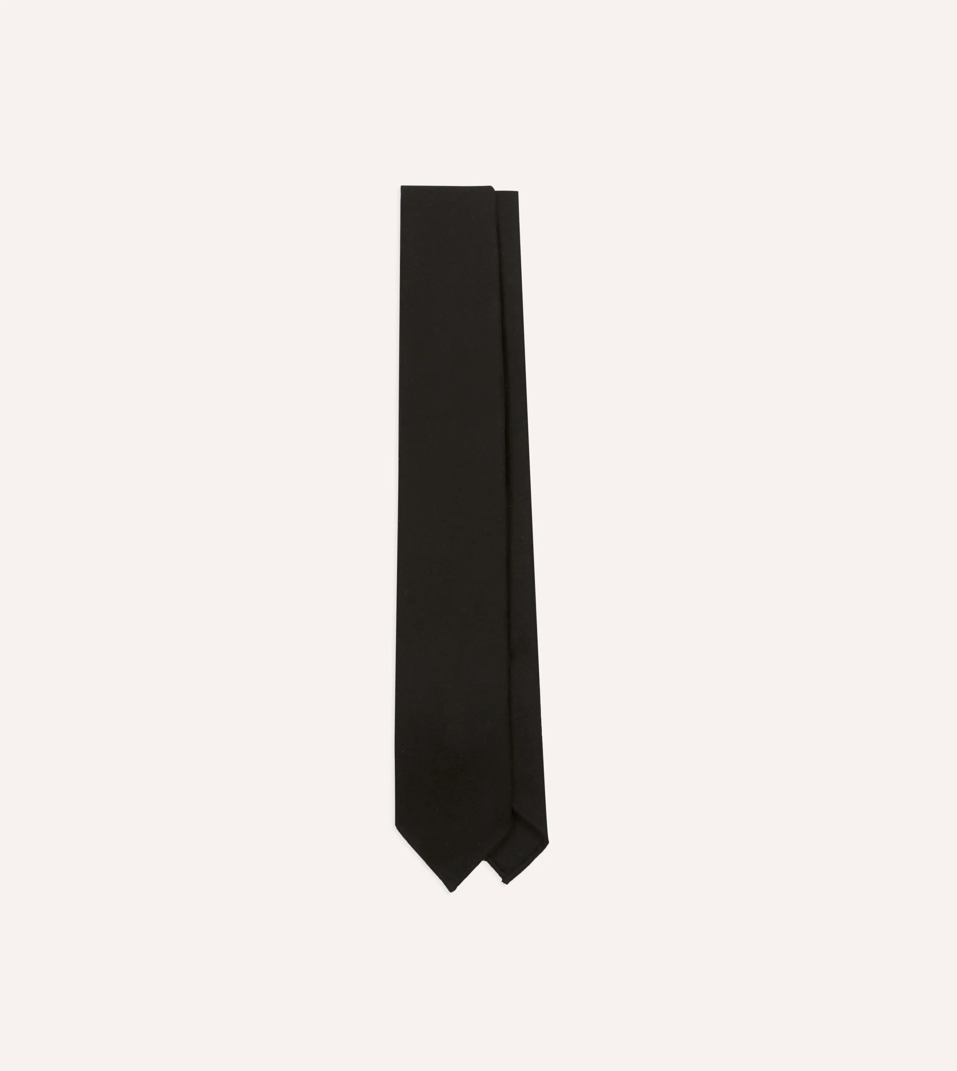 Black Super Fine Merino Wool Self Tipped Tie sold by Drake's London