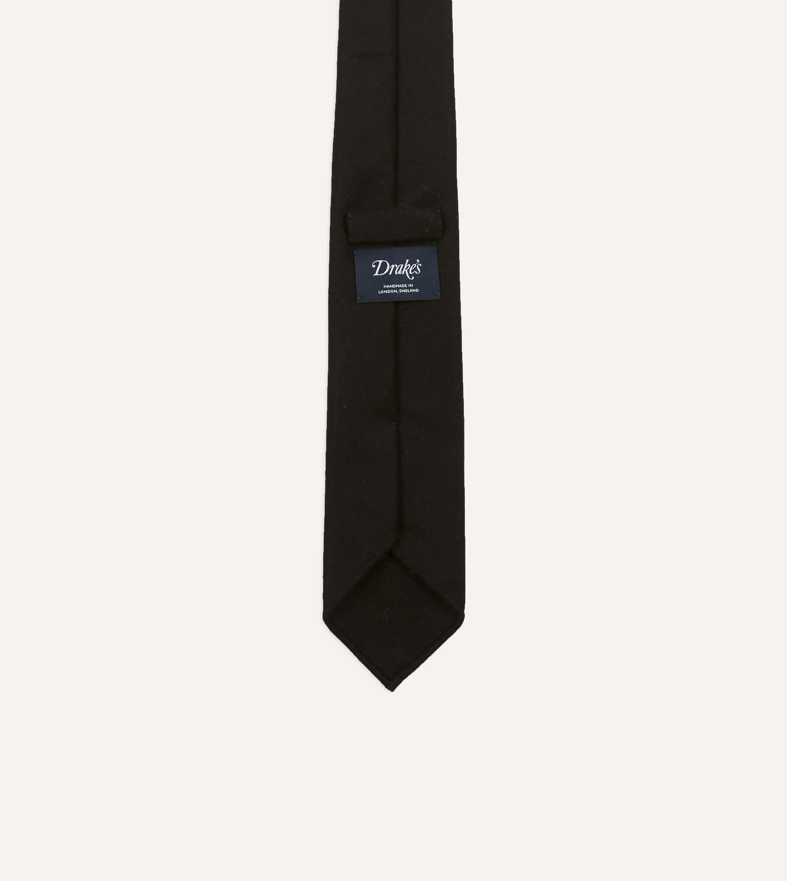 Black Super Fine Merino Wool Self Tipped Tie sold by Drake's London product image thumbnail 3