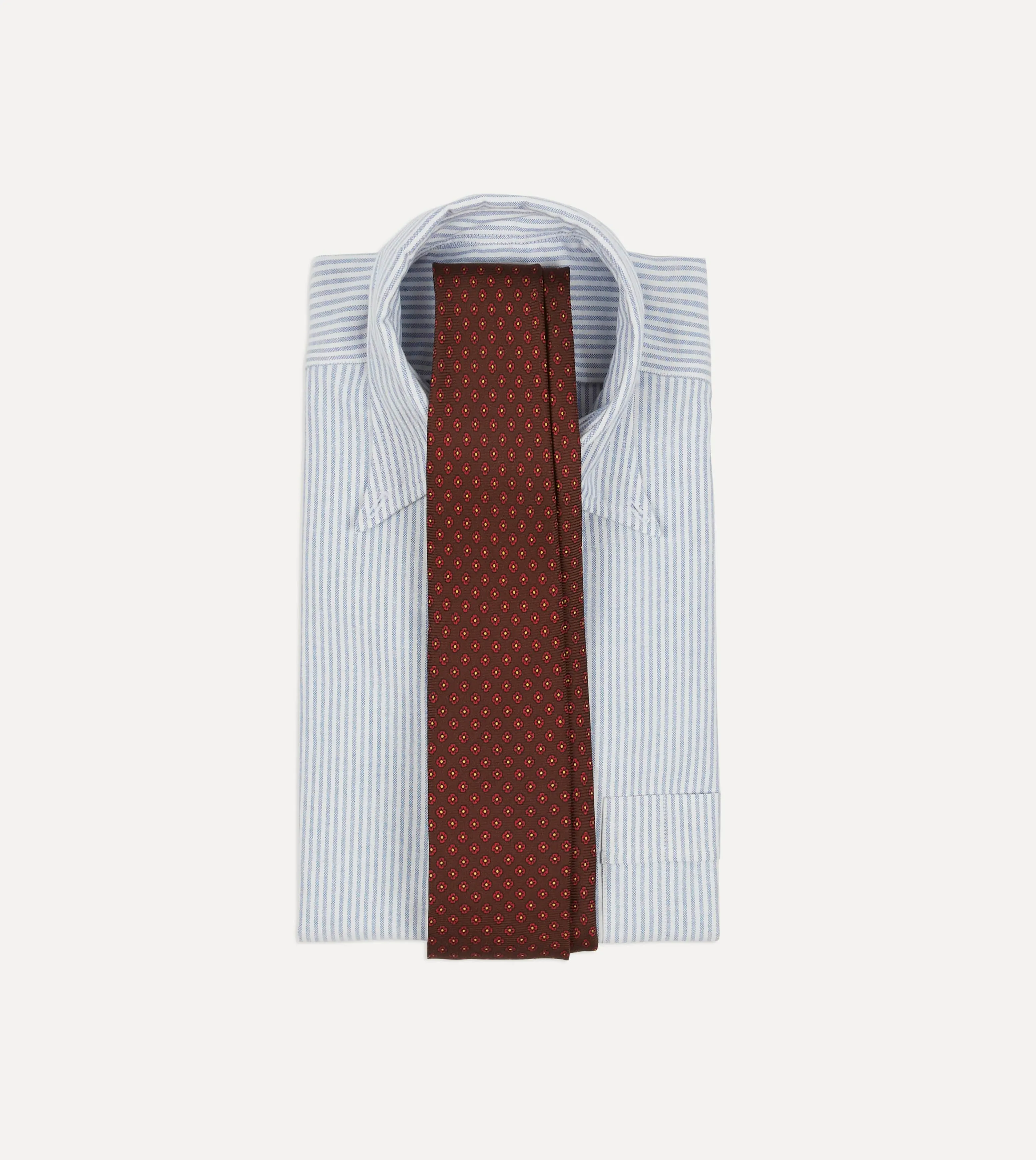 Brown Micro Geometric Print Silk Twill Self Tipped Tie sold by Drake's London product image thumbnail 2