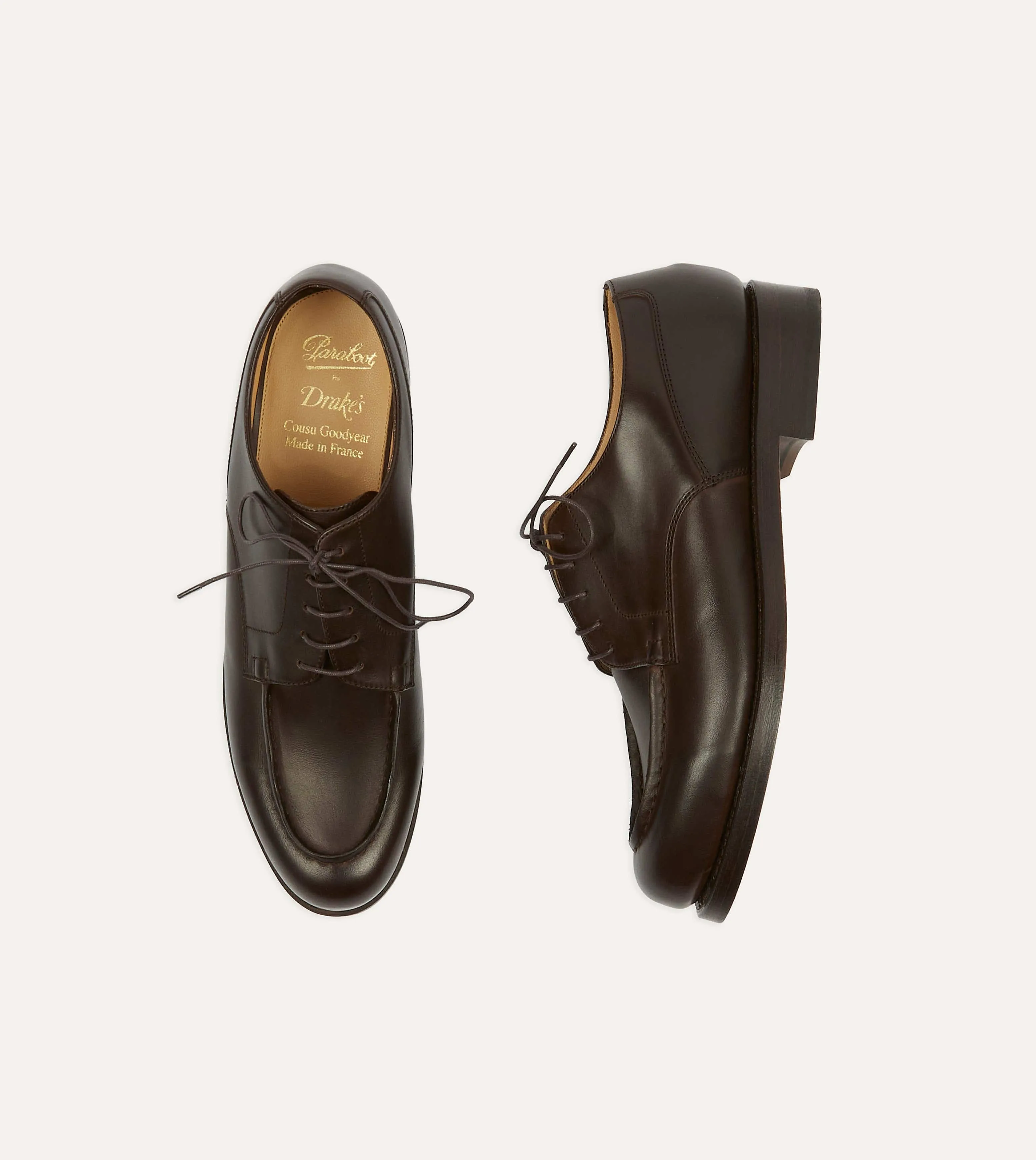 Paraboot Chambord Brown Calf Leather Derby Shoe sold by Drake's London product image thumbnail 3