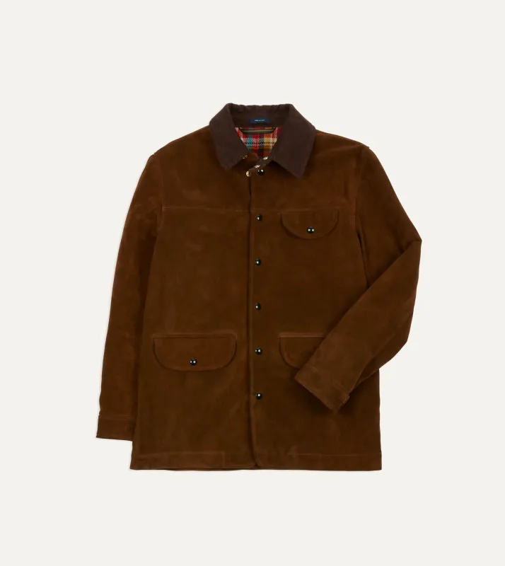 Brown Suede Car Coat with Blanket Lining sold by Drake's London
