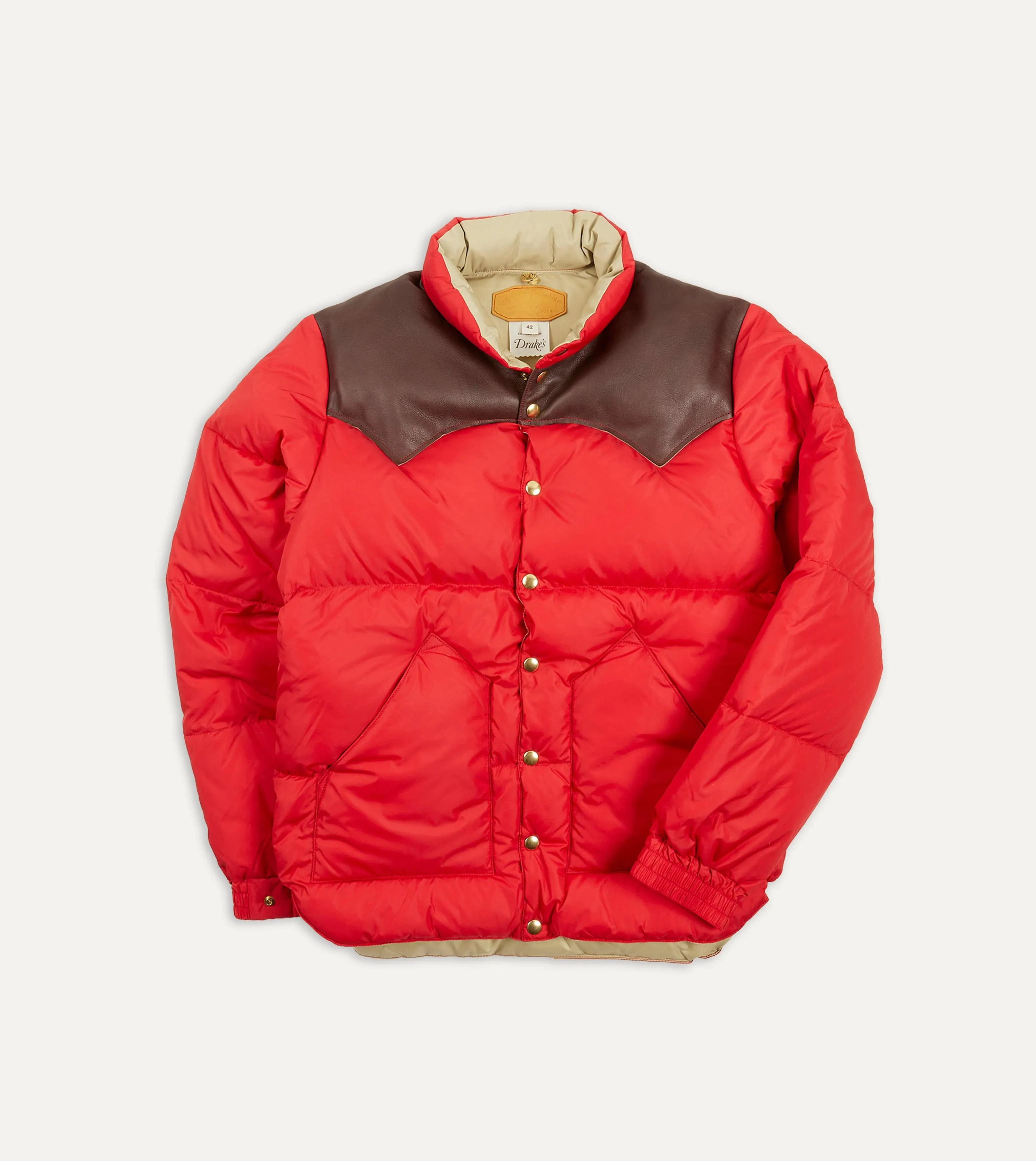 Rocky Mountain Featherbed for Drake's Red Nylon Leather Christy Down Jacket sold by Drake's London