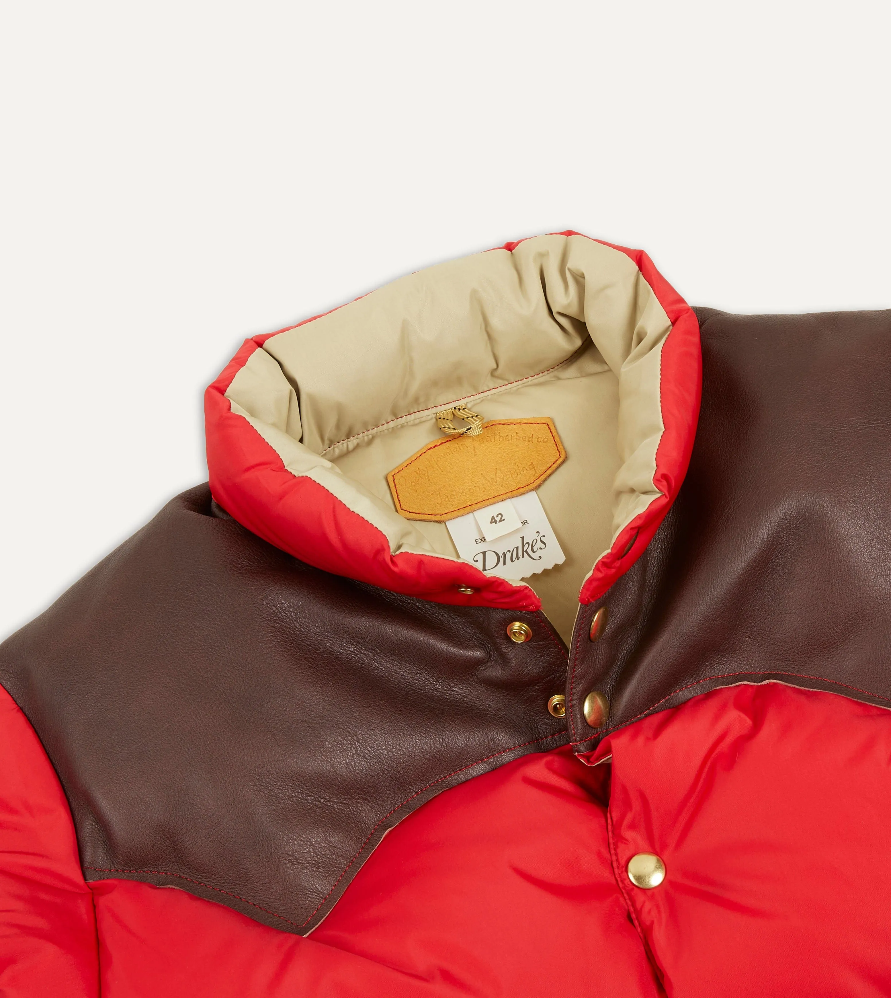 Rocky Mountain Featherbed for Drake's Red Nylon Leather Christy Down Jacket sold by Drake's London product image thumbnail 3