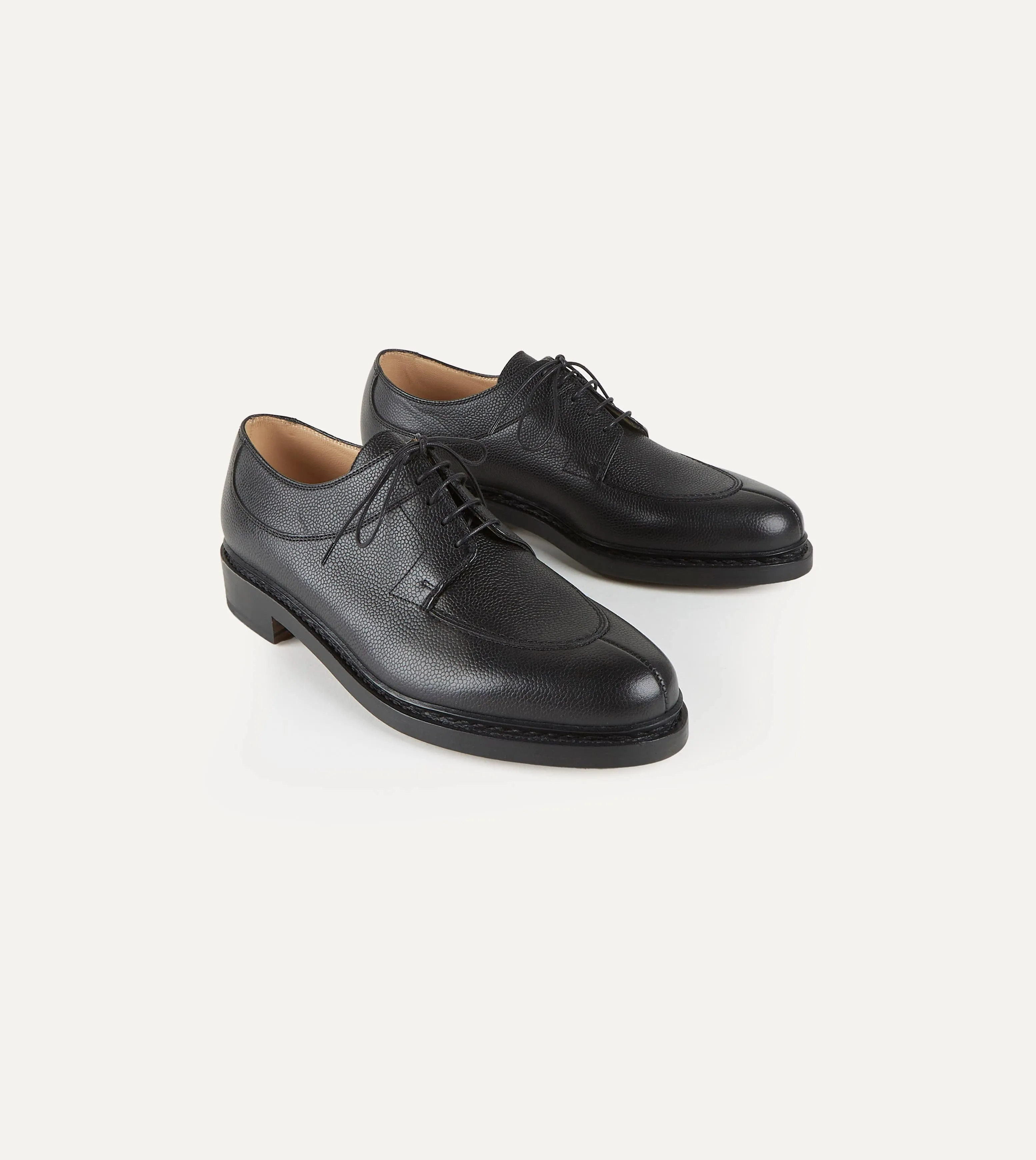 Paraboot Avignon Black Grain Leather Derby Shoe sold by Drake's London