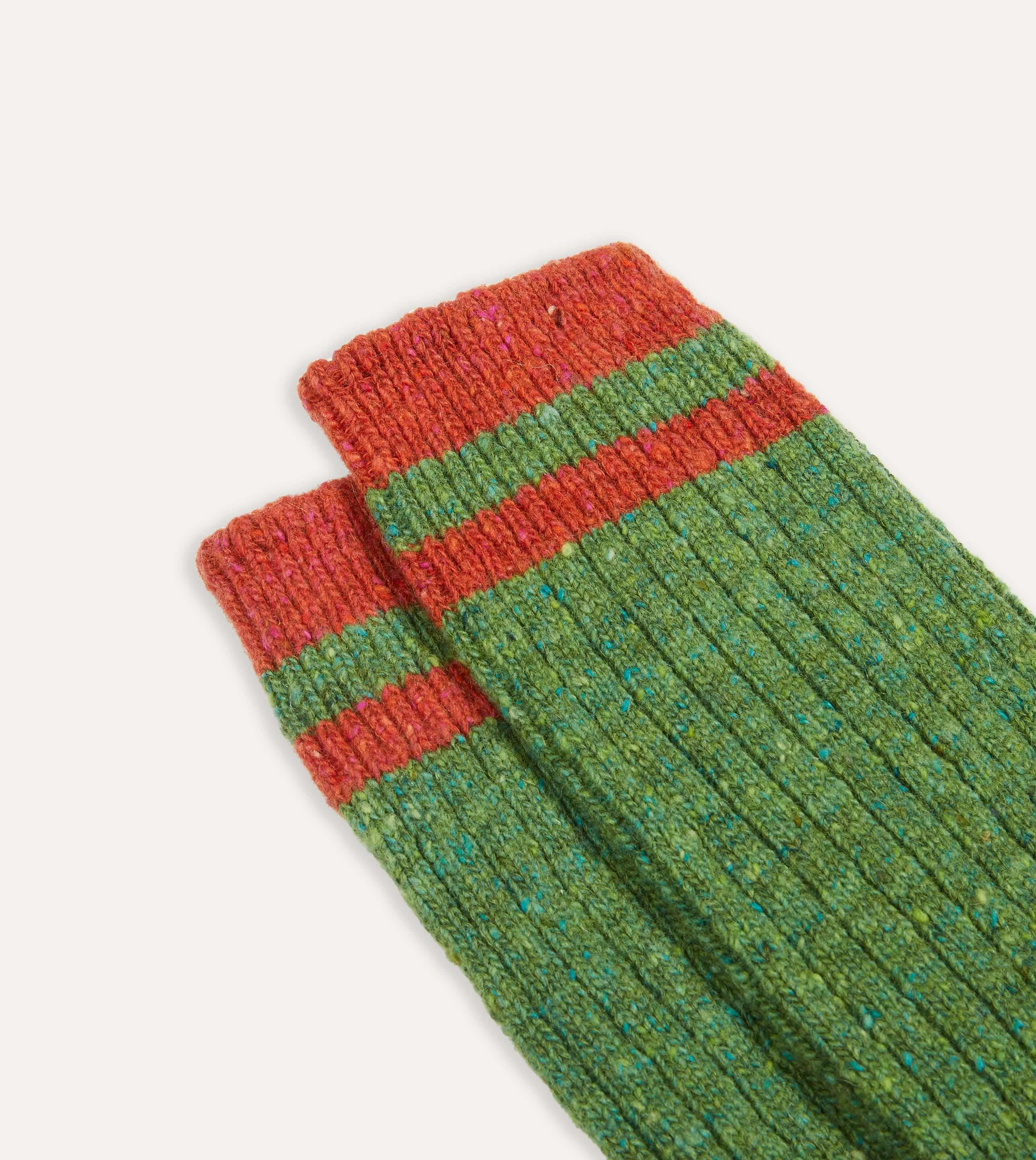 Green Striped Donegal Wool Socks sold by Drake's London product image thumbnail 3