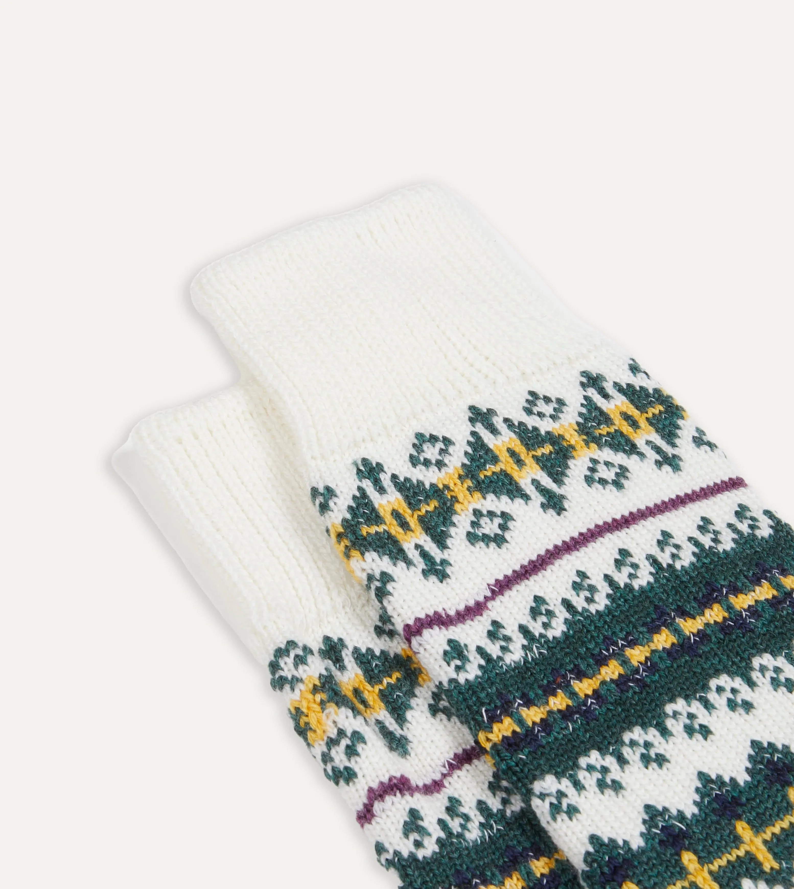 Ecru Fair Isle Wool Cotton Socks sold by Drake's London product image thumbnail 3