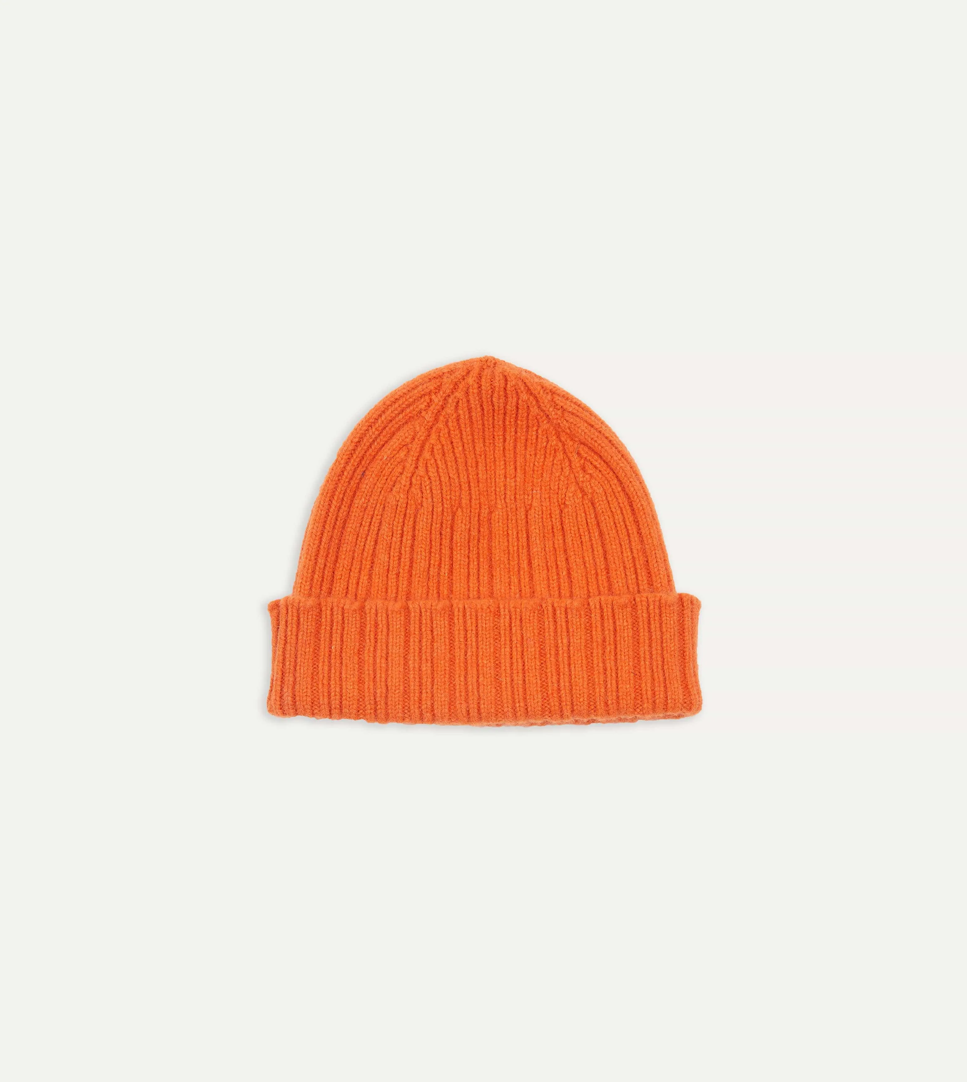 Orange Angora Lambswool Ribbed Knit Cap sold by Drake's London