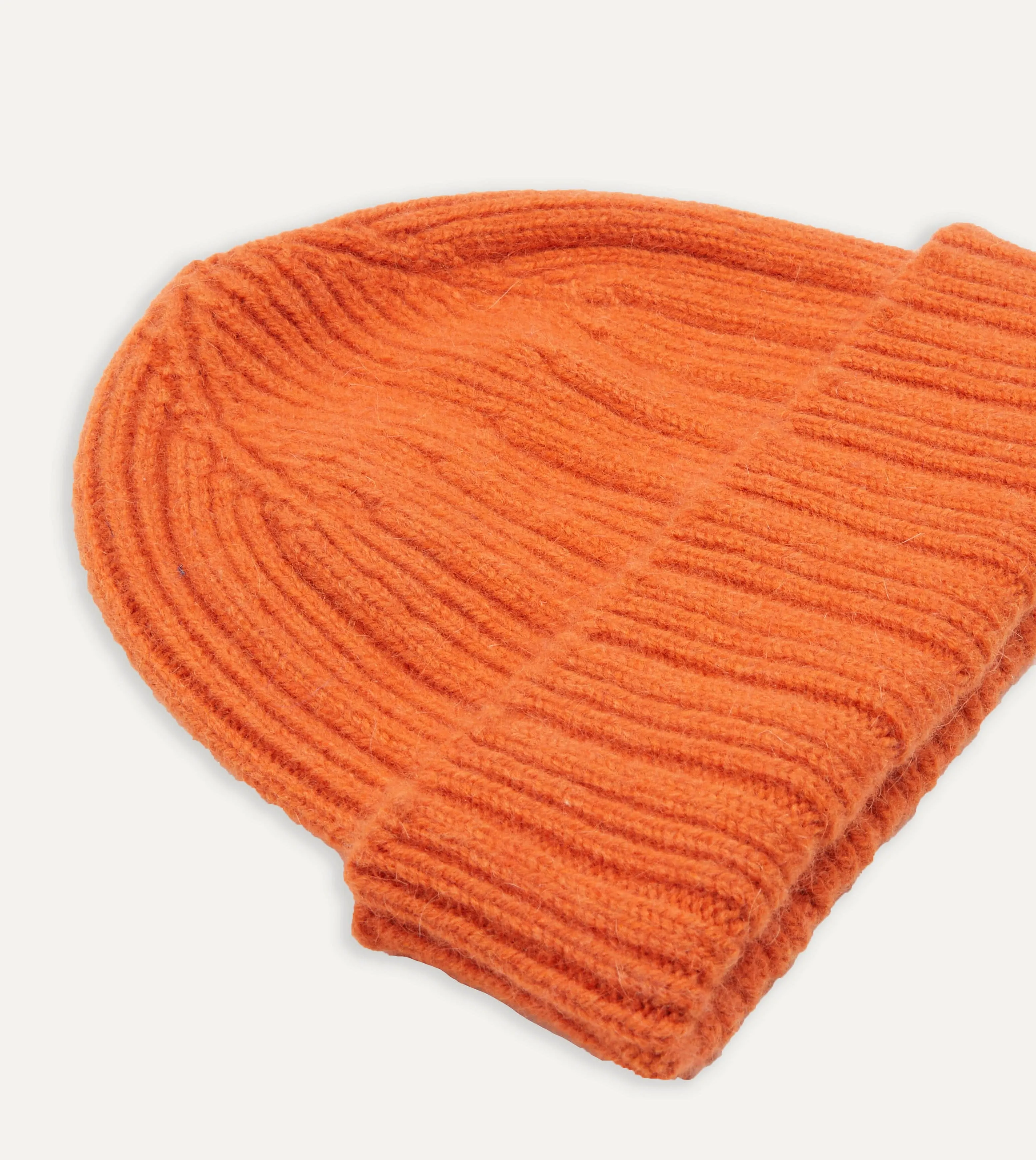 Orange Angora Lambswool Ribbed Knit Cap sold by Drake's London product image thumbnail 3