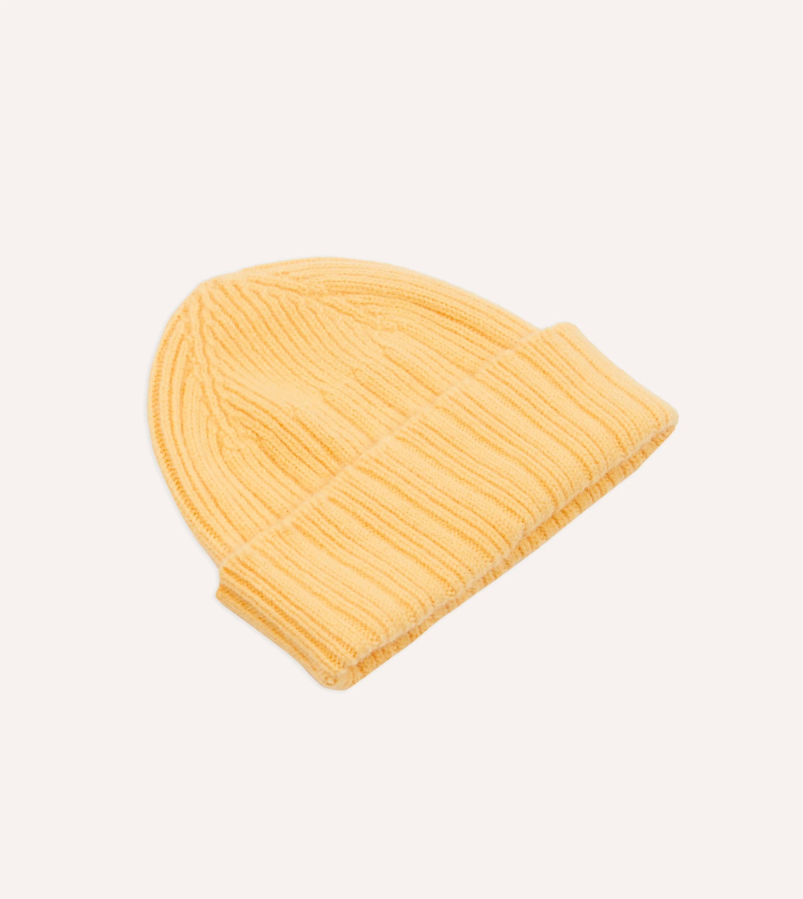 Yellow Angora Lambswool Ribbed Knit Cap sold by Drake's London product image thumbnail 4