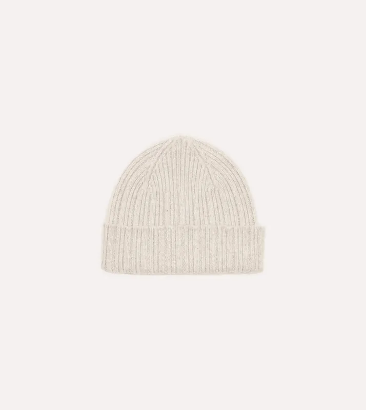 Grey Angora Lambswool Ribbed Knit Cap sold by Drake's London
