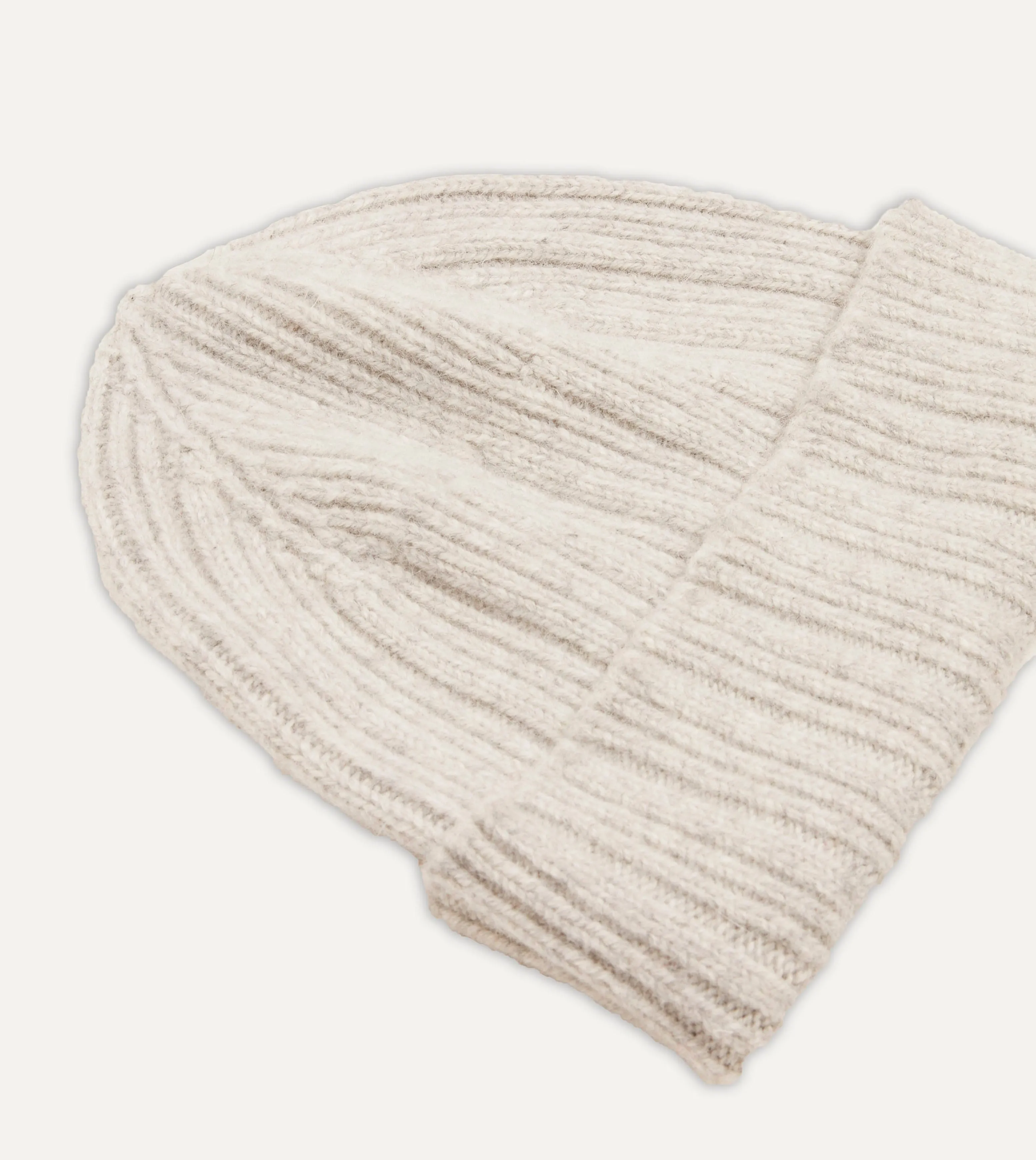 Grey Angora Lambswool Ribbed Knit Cap sold by Drake's London product image thumbnail 3