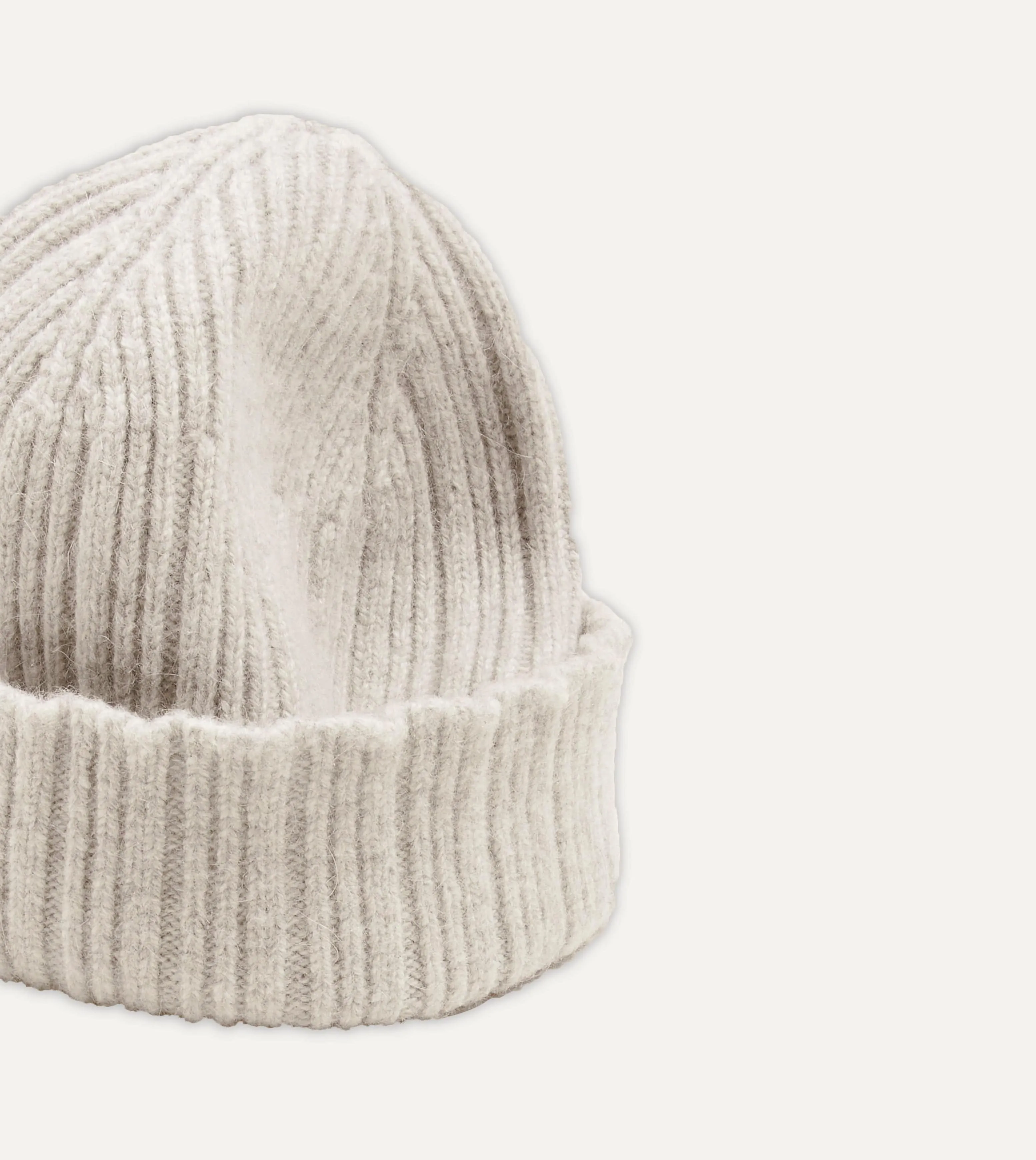 Grey Angora Lambswool Ribbed Knit Cap sold by Drake's London product image thumbnail 4