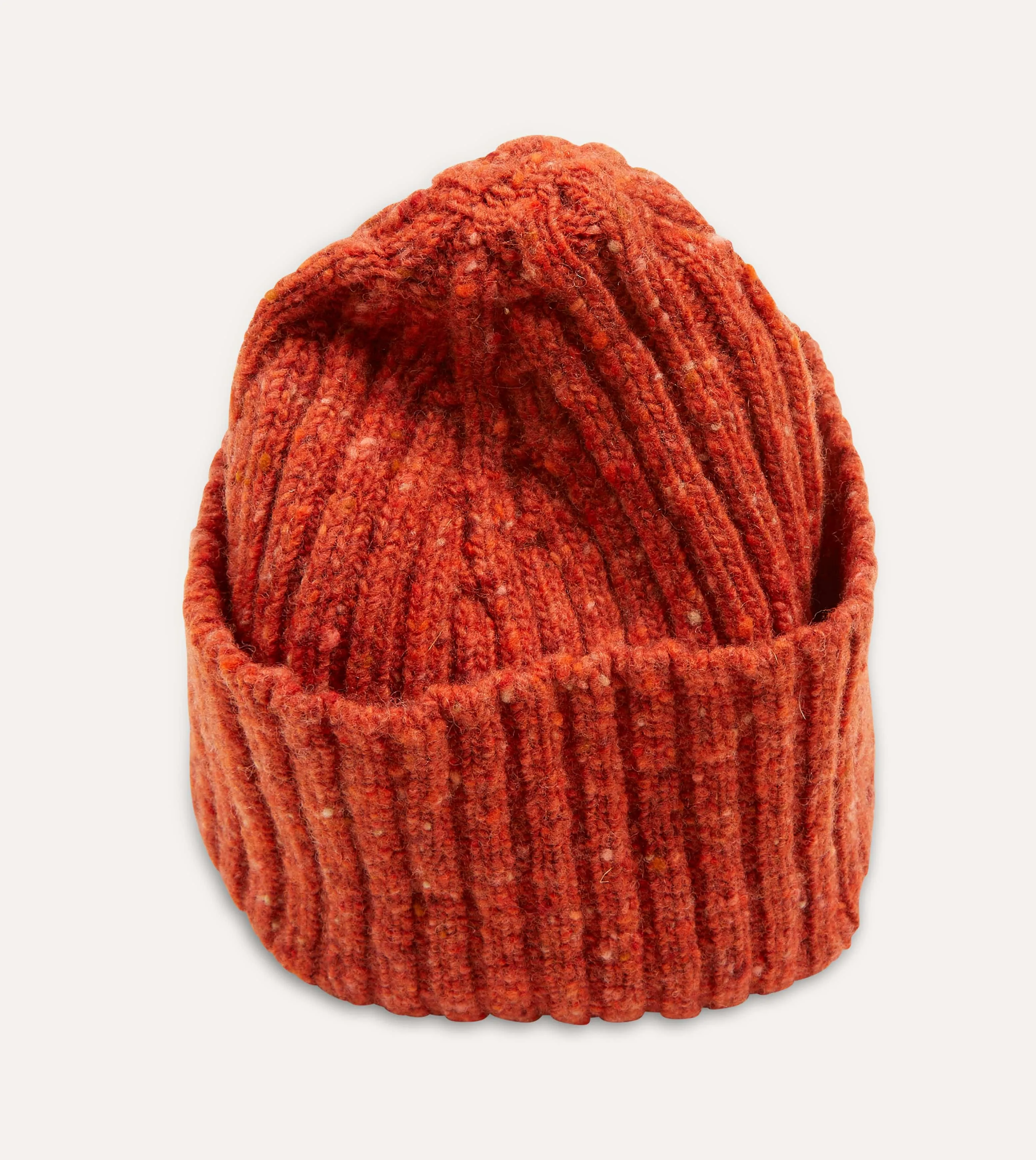 Orange Ribbed Merino Donegal Knit Cap sold by Drake's London product image thumbnail 3