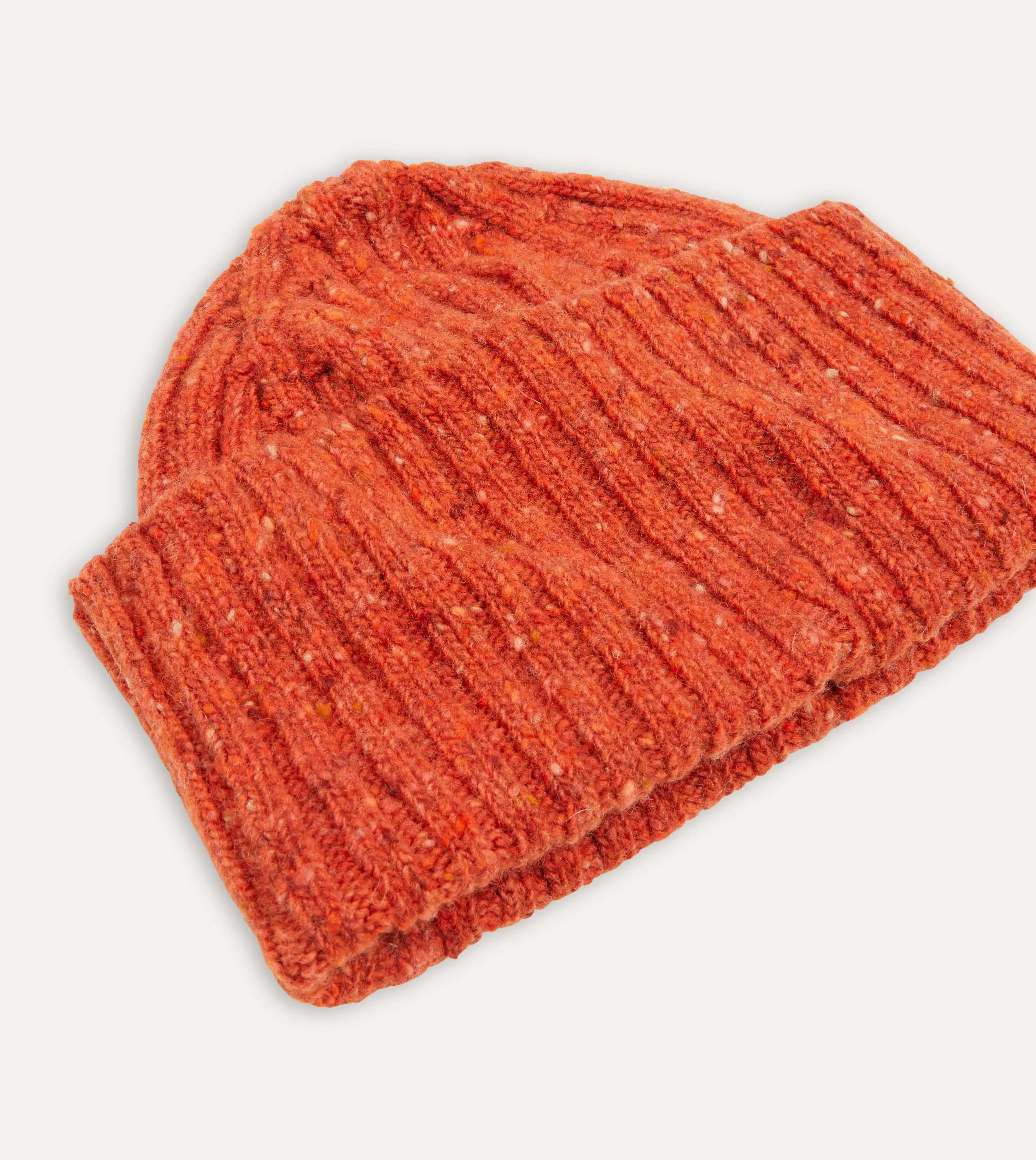 Orange Ribbed Merino Donegal Knit Cap sold by Drake's London product image thumbnail 4