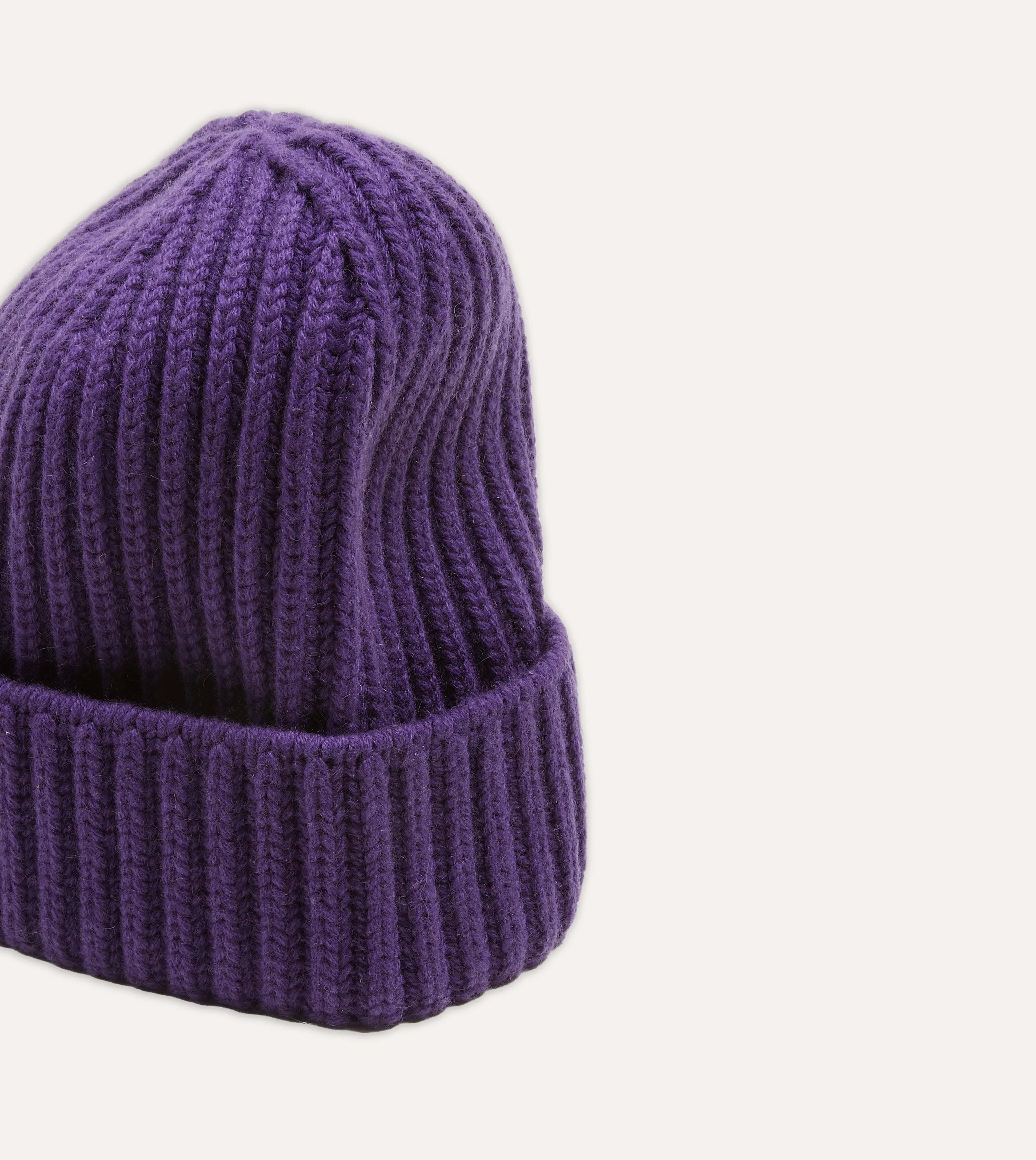 Purple Cashmere Ribbed Knit Cap sold by Drake's London product image thumbnail 3