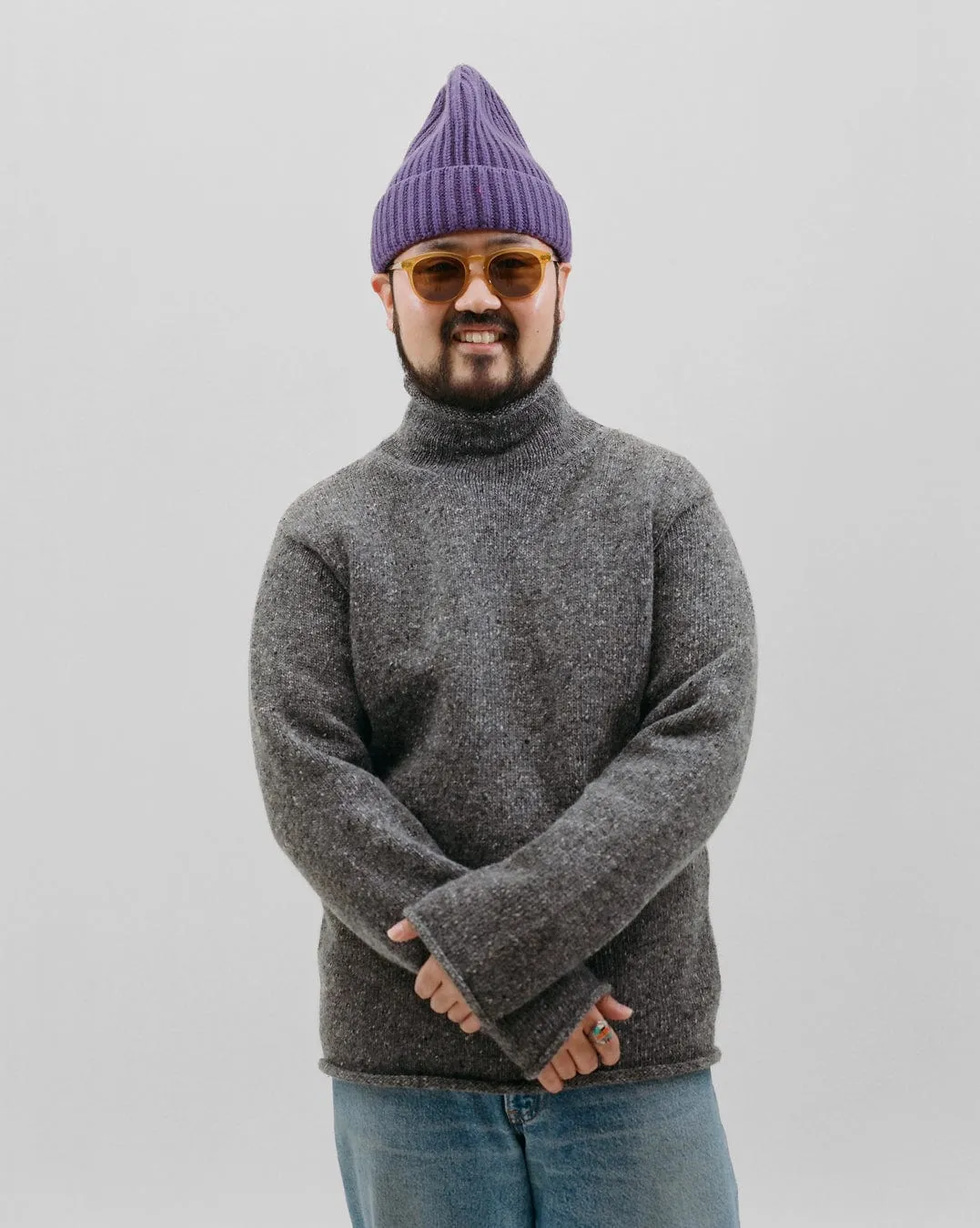 Purple Cashmere Ribbed Knit Cap sold by Drake's London product image thumbnail 5