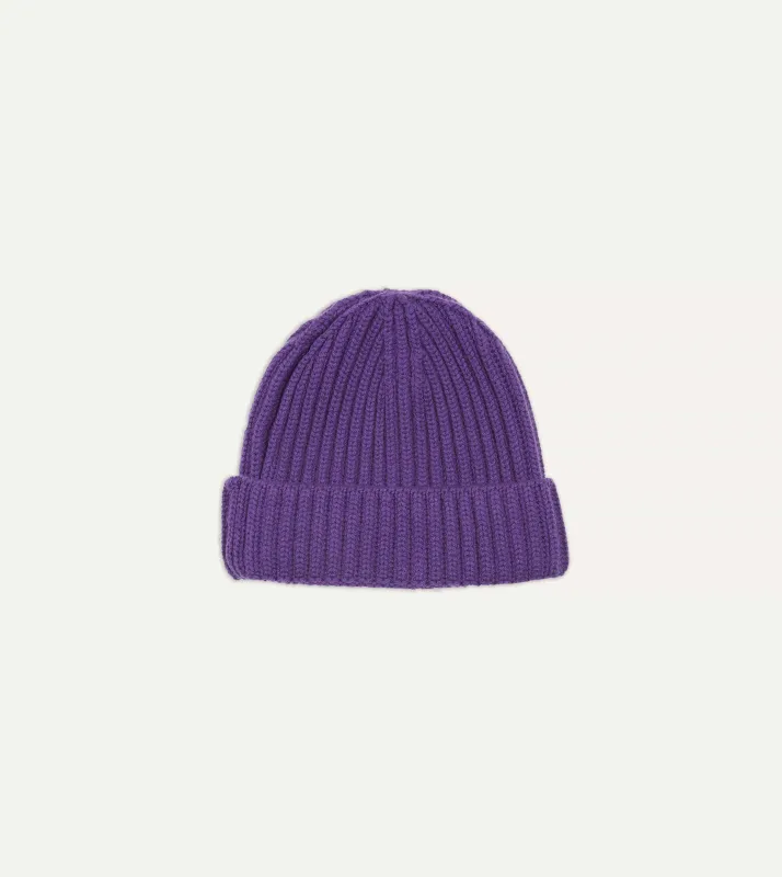 Purple Cashmere Ribbed Knit Cap sold by Drake's London