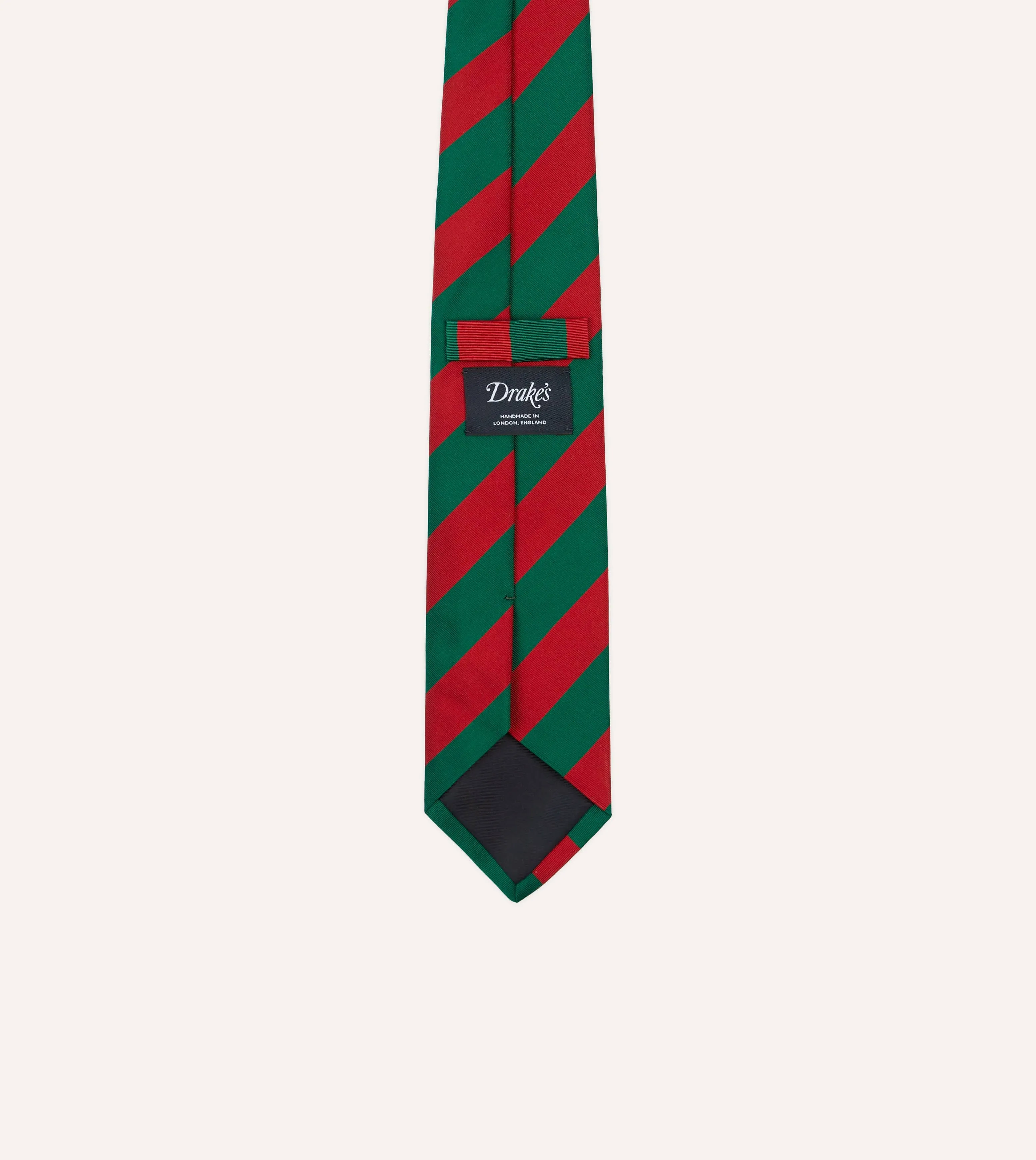 Green and Red Block Stripe Mogador Silk Tipped Tie sold by Drake's London product image thumbnail 4