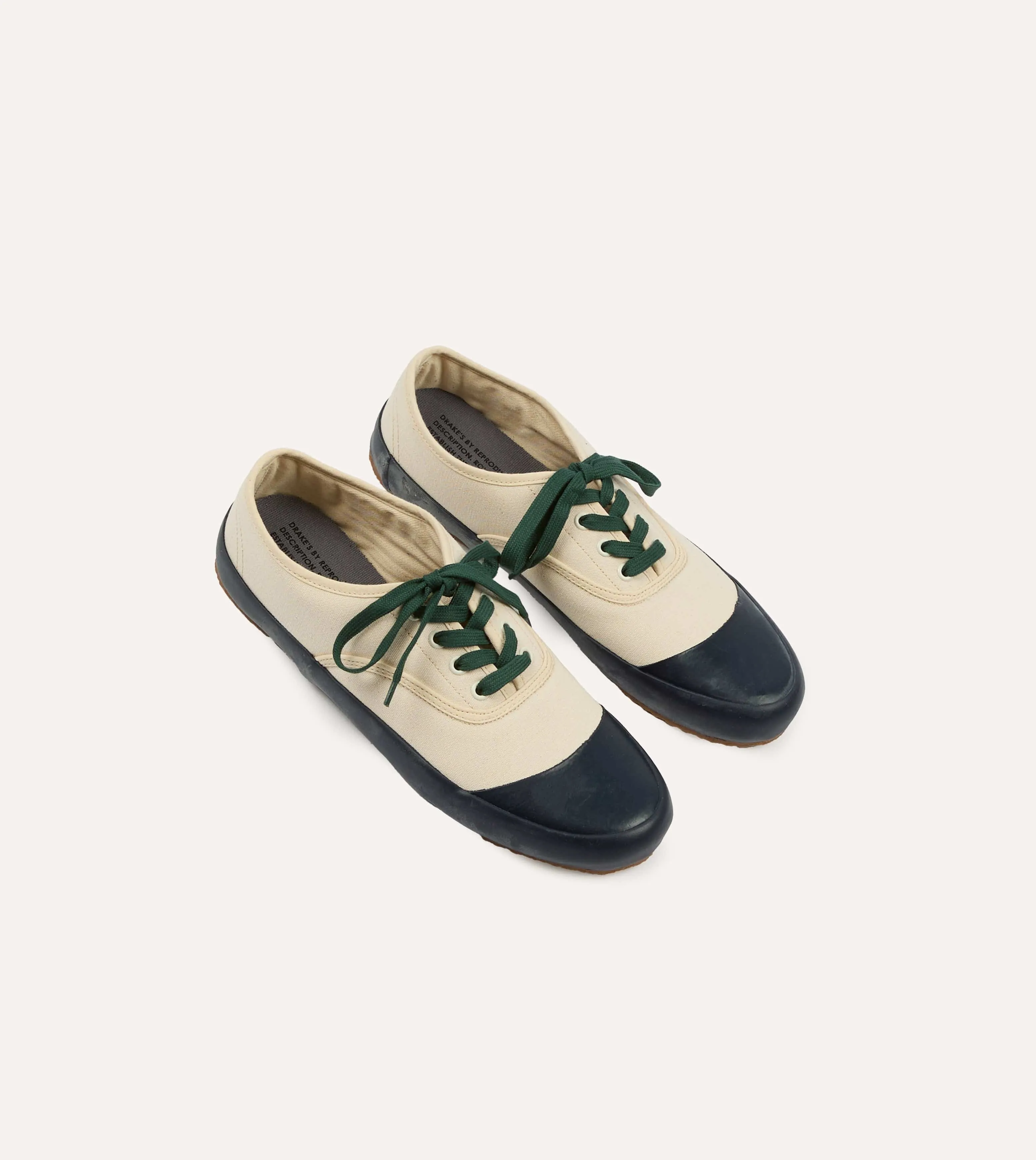 Drake's By Reproduction of Found Ecru and Navy Military Trainer sold by Drake's London