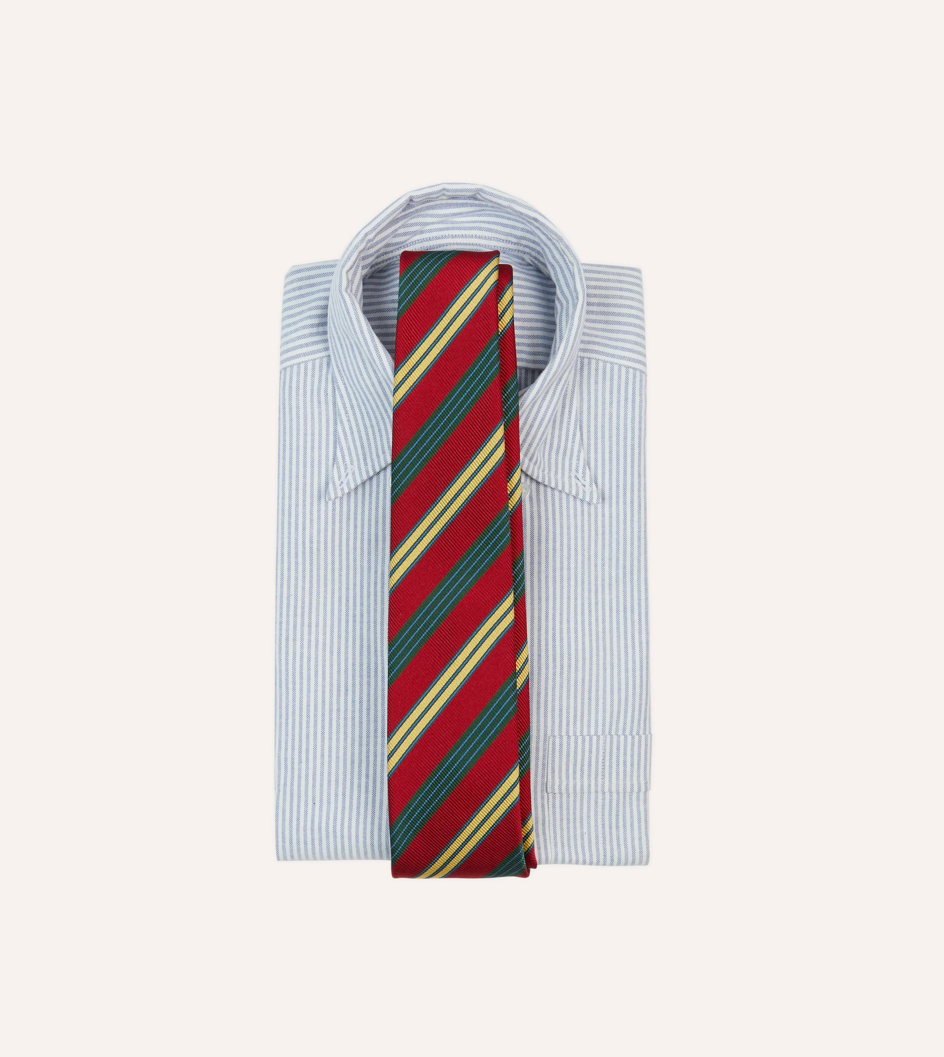 Red and Yellow Triple Stripe Repp Silk Tipped Tie sold by Drake's London product image thumbnail 2