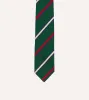 Green, Red and White Stripe Repp Silk Tipped Tie sold by Drake's London