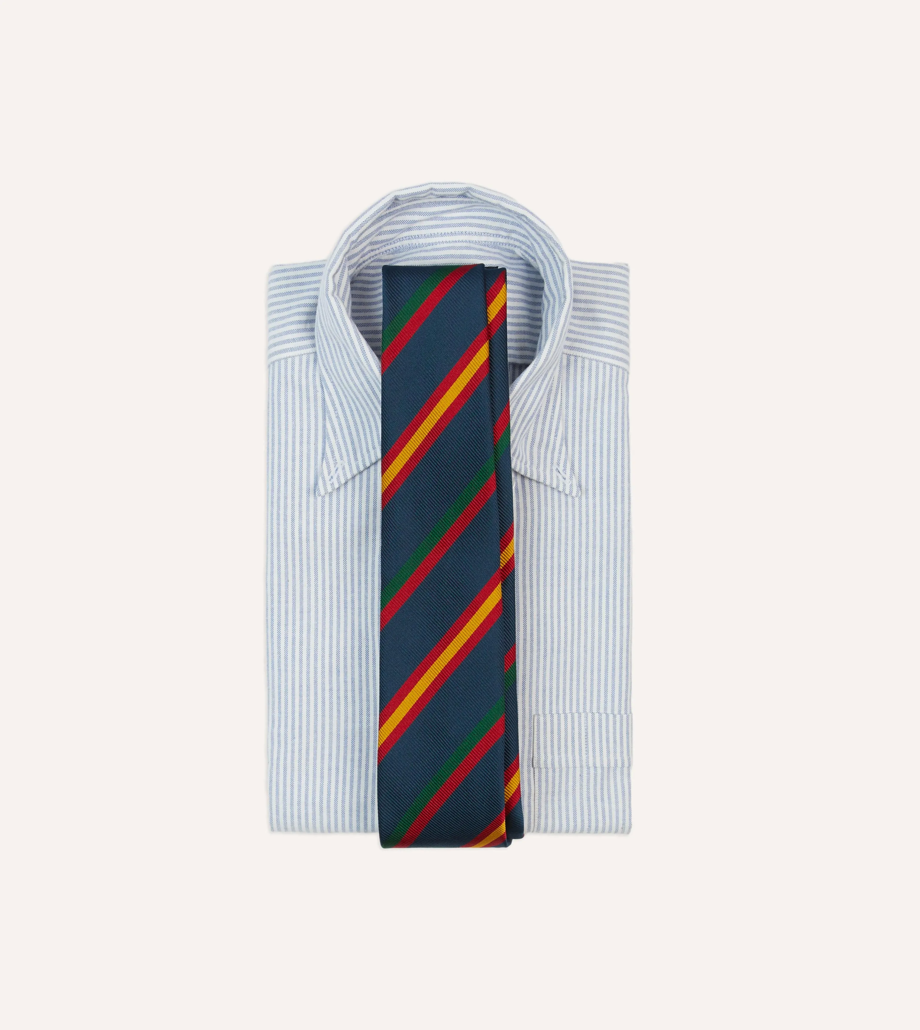 Navy, Red and Yellow Stripe Repp Silk Tipped Tie sold by Drake's London product image thumbnail 2