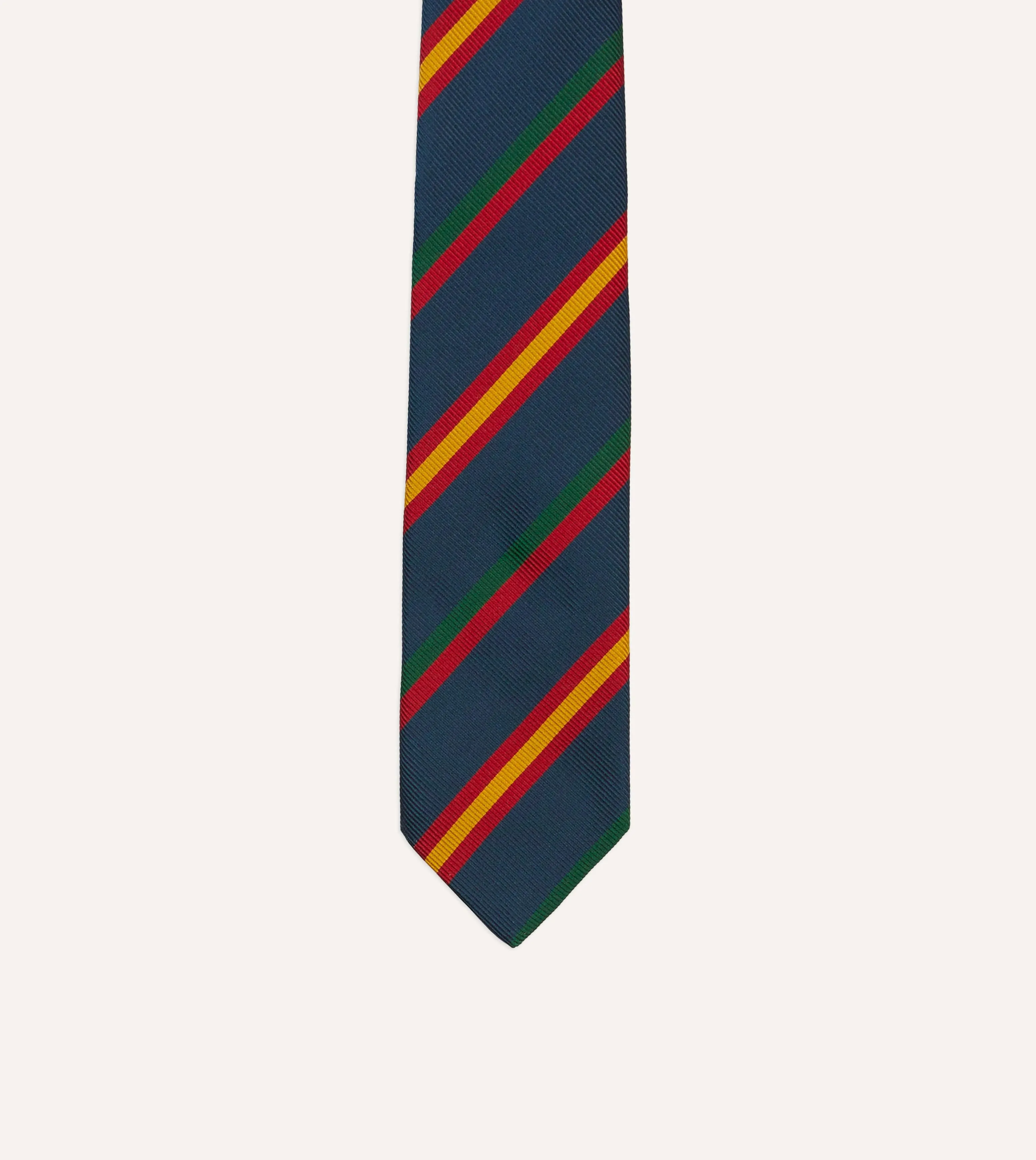 Navy, Red and Yellow Stripe Repp Silk Tipped Tie sold by Drake's London product image thumbnail 3