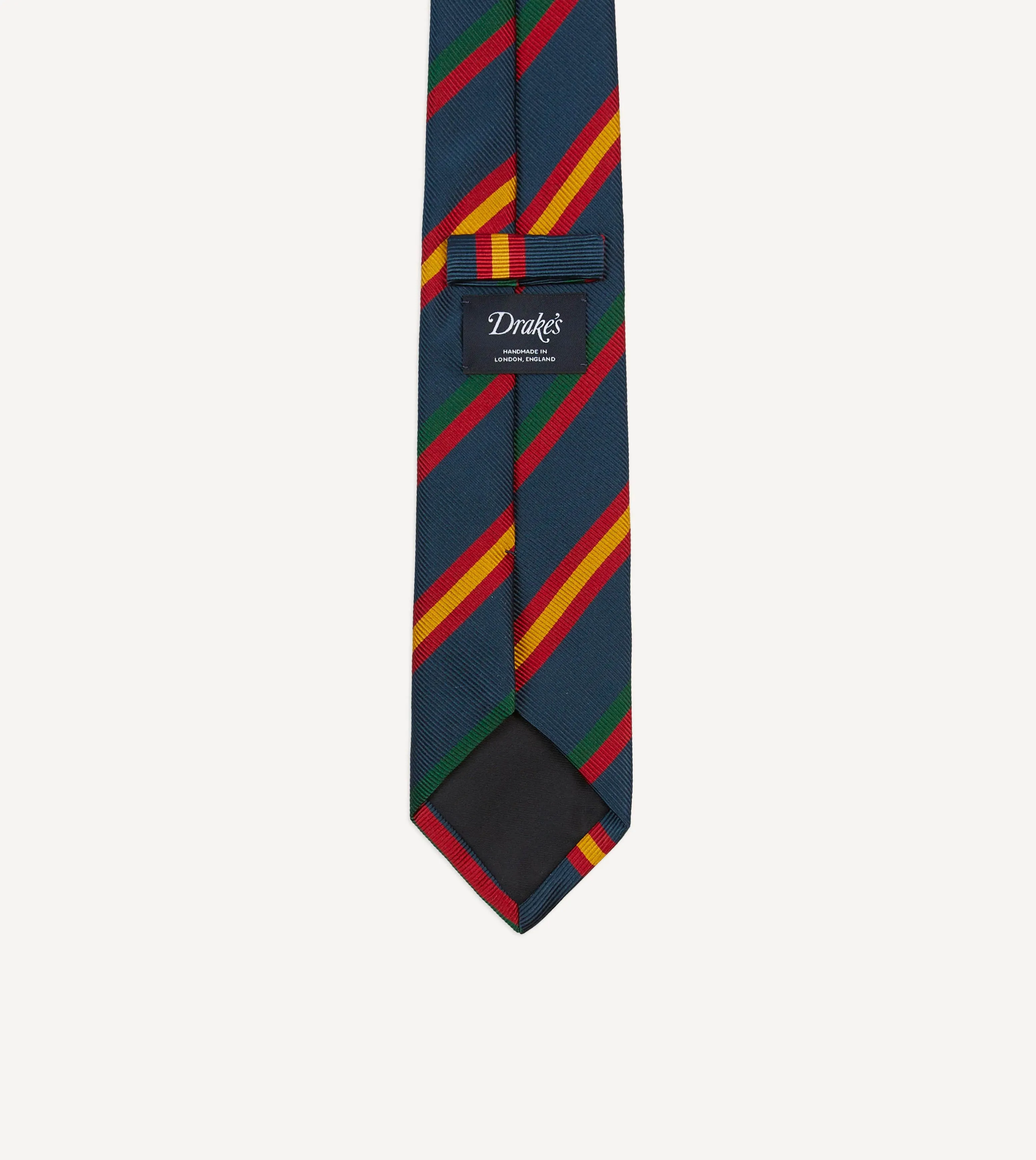 Navy, Red and Yellow Stripe Repp Silk Tipped Tie sold by Drake's London product image thumbnail 4