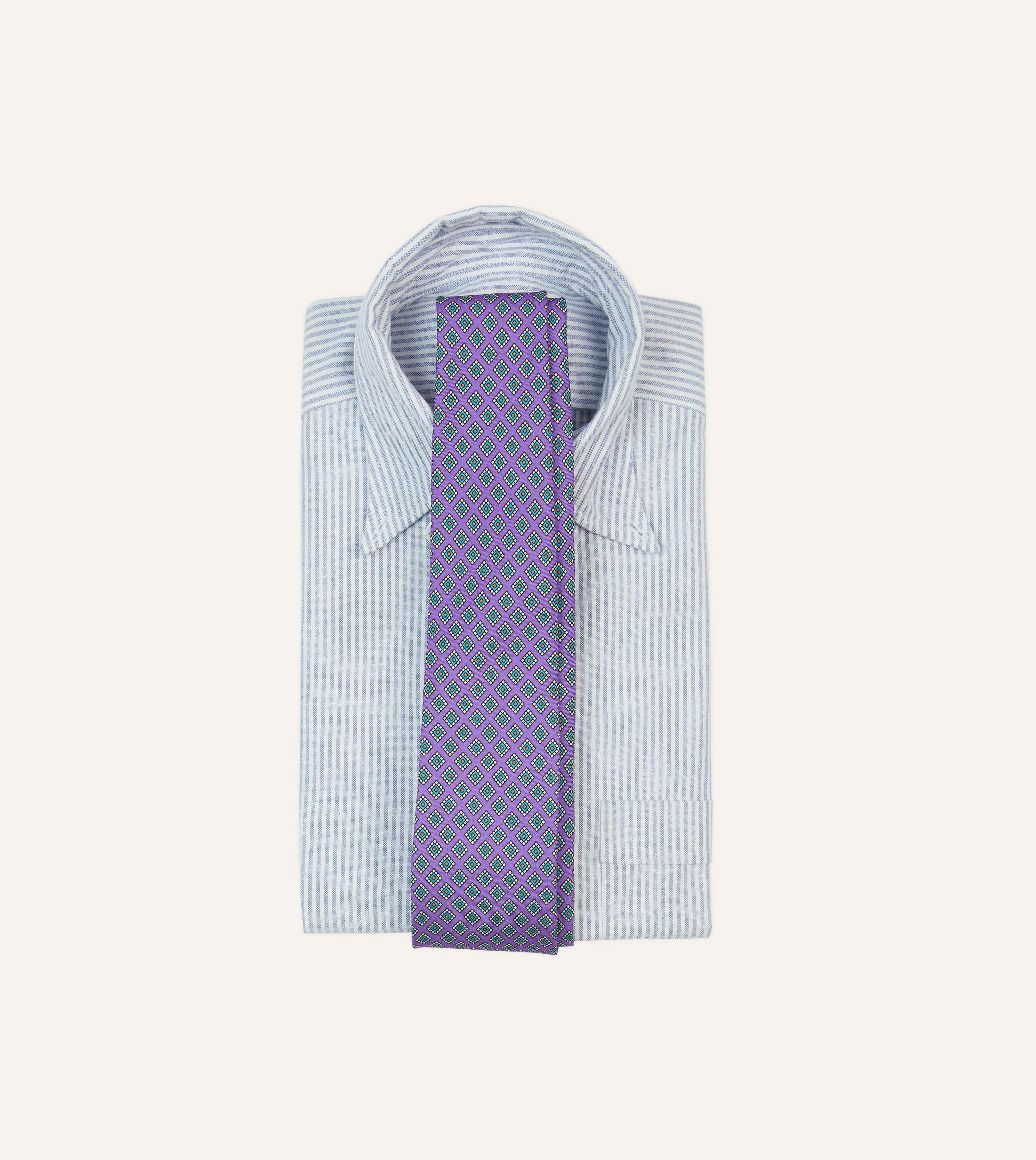 Purple Square Medallion Self-Tipped Silk Tie sold by Drake's London product image thumbnail 2
