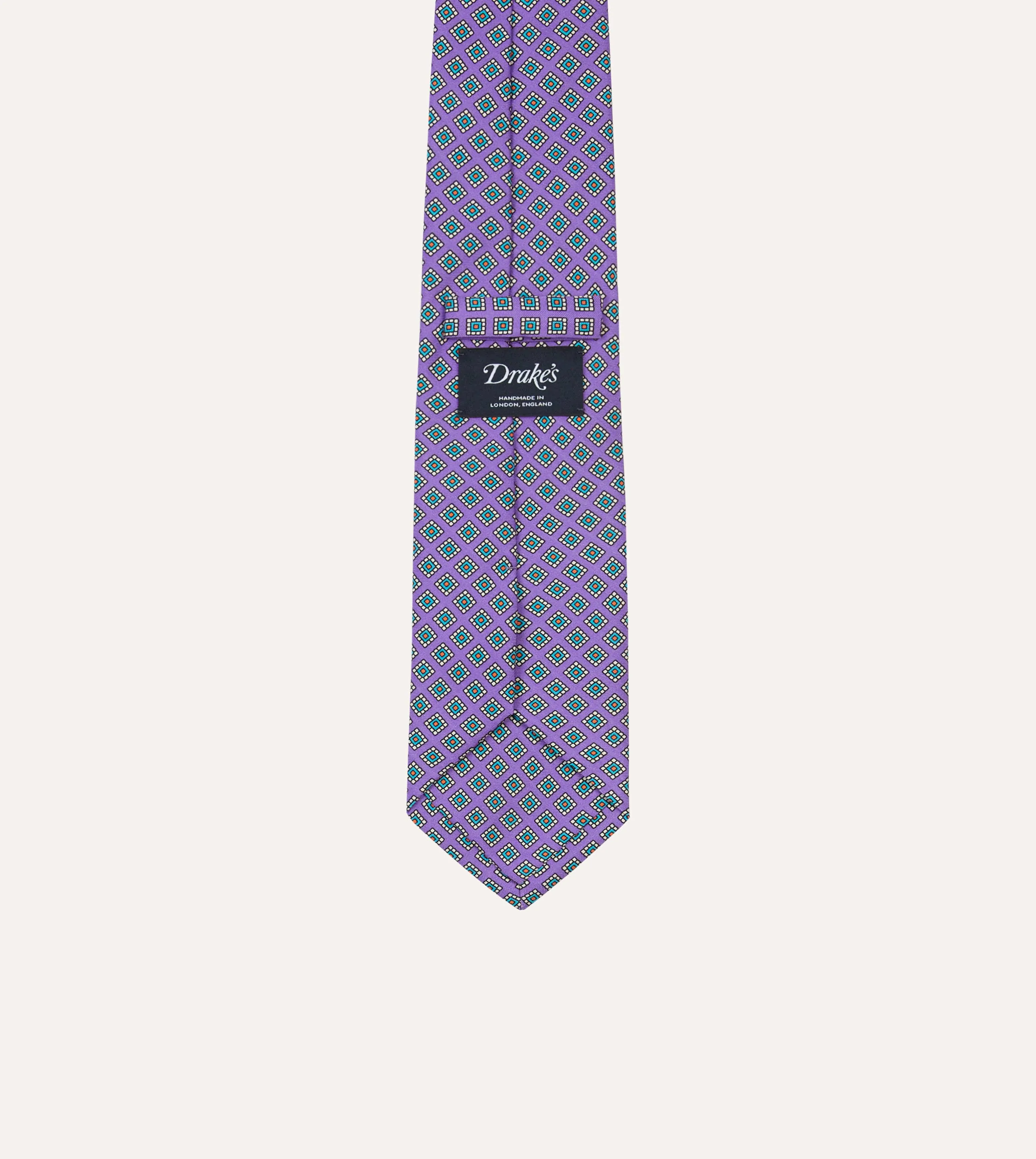 Purple Square Medallion Self-Tipped Silk Tie sold by Drake's London product image thumbnail 4