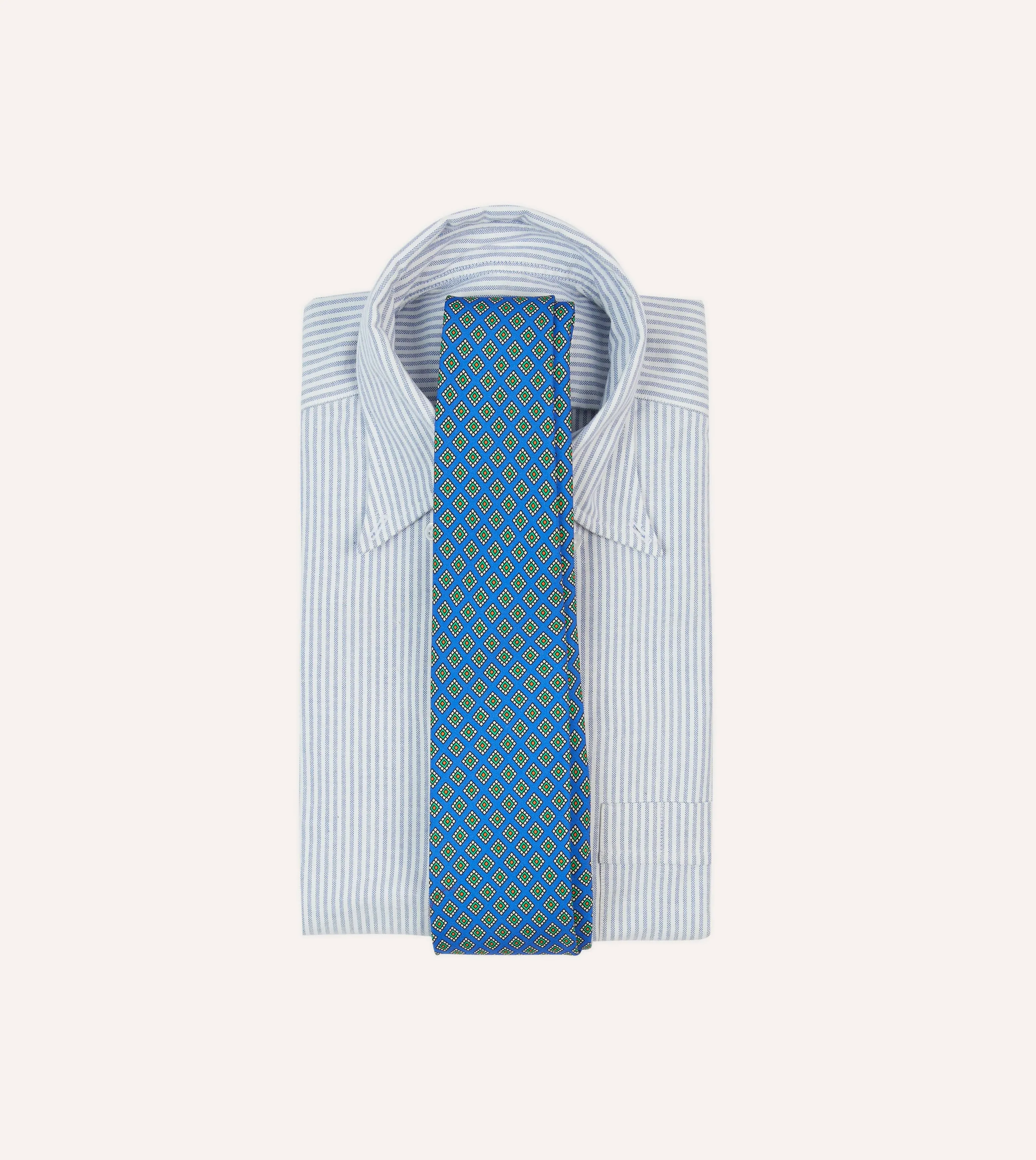 Blue Square Medallion Self-Tipped Silk Tie sold by Drake's London product image thumbnail 2