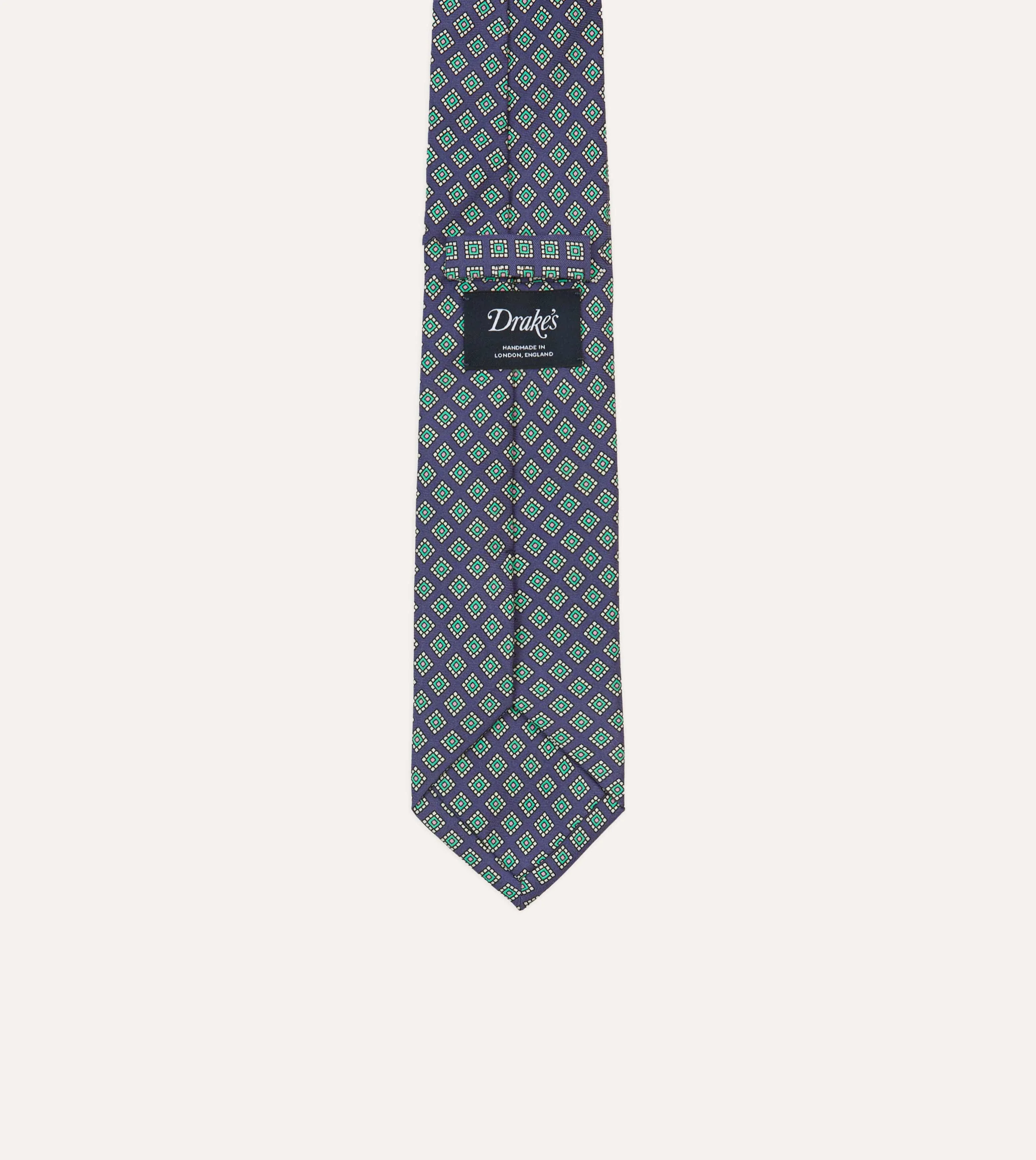 Navy Square Medallion Self-Tipped Silk Tie sold by Drake's London product image thumbnail 4