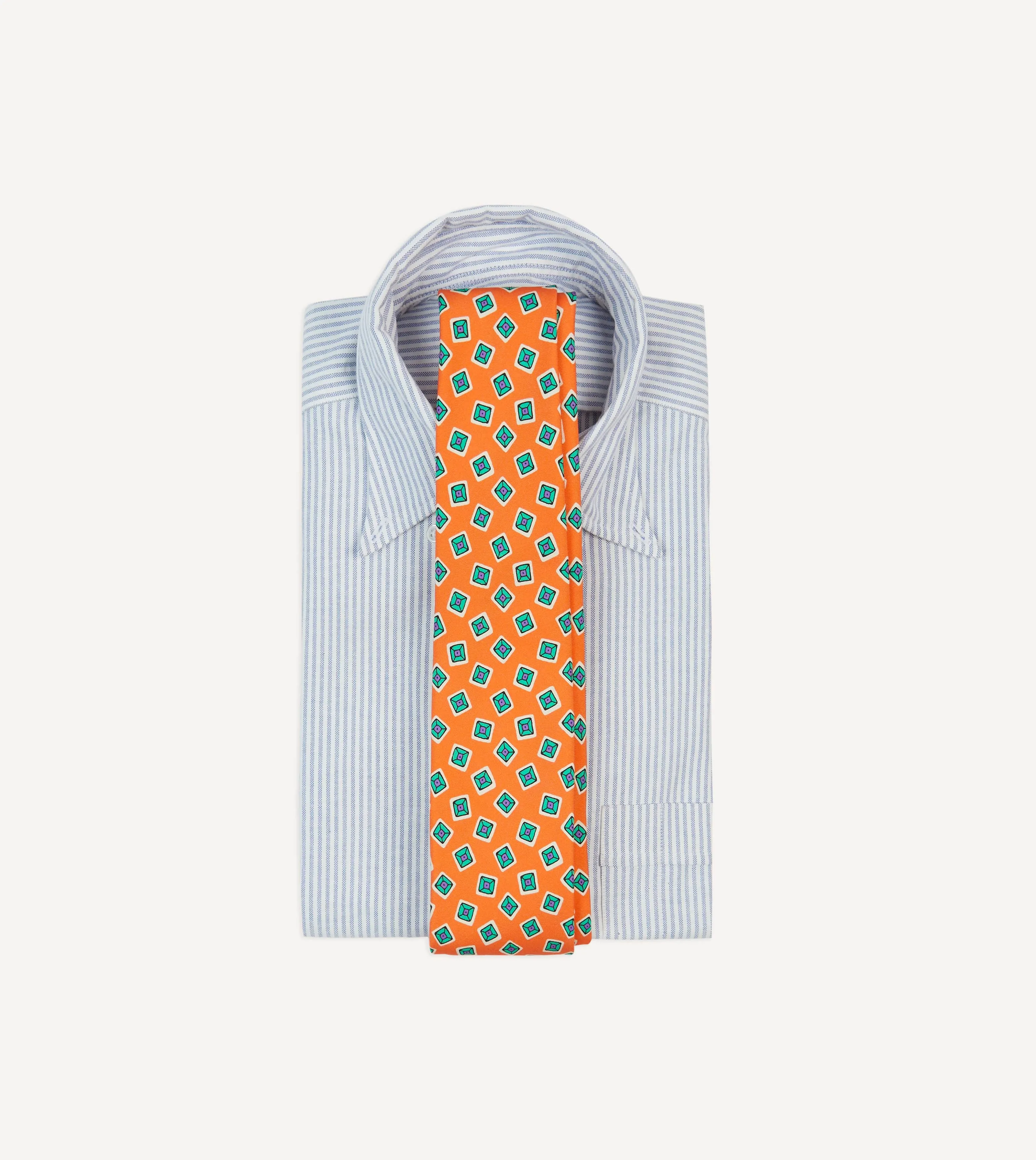 Rust Jumbled Tile Print Silk Self Tipped Tie sold by Drake's London product image thumbnail 2