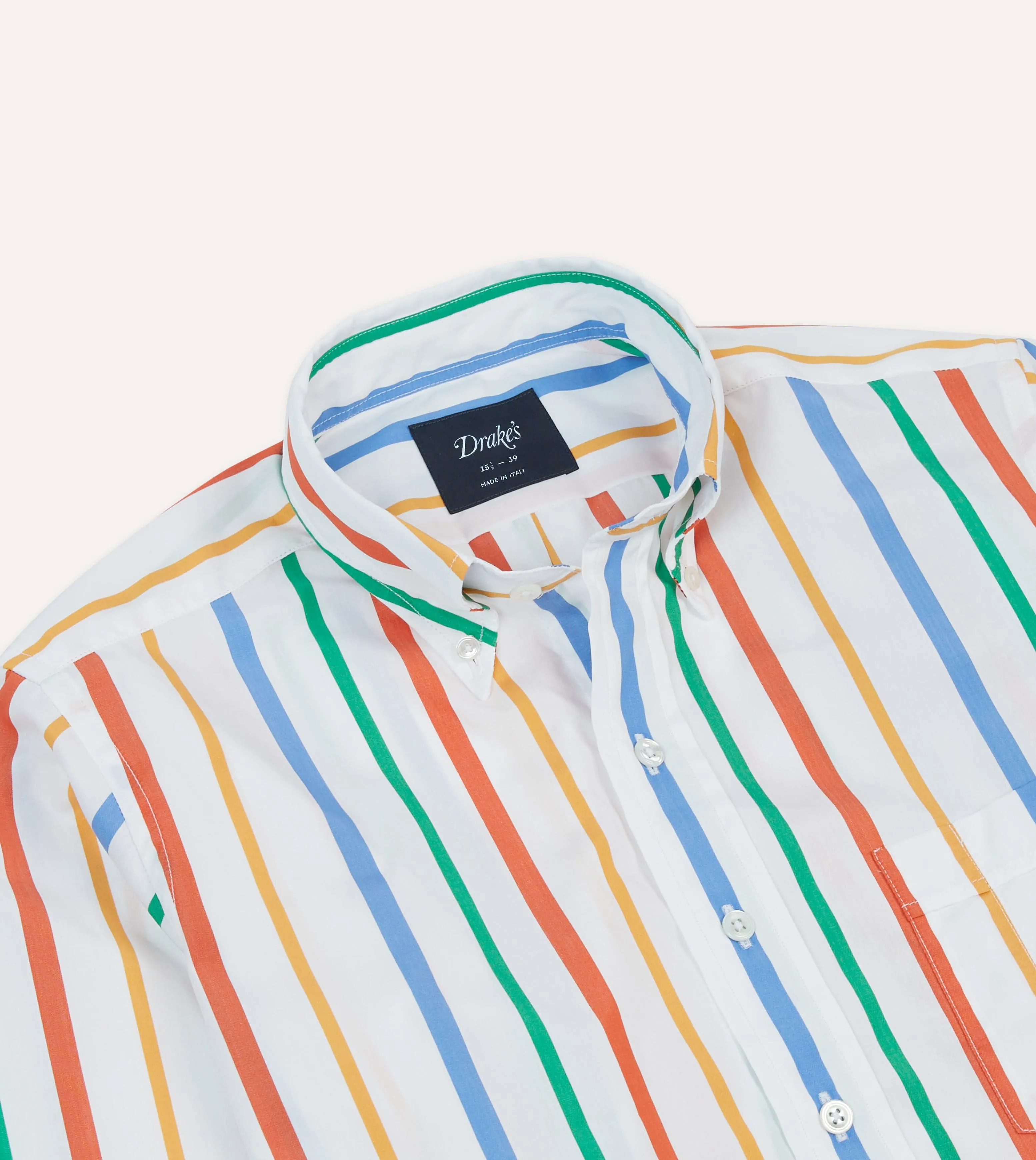 Multi Stripe Poplin Button-Down Shirt sold by Drake's London product image thumbnail 3