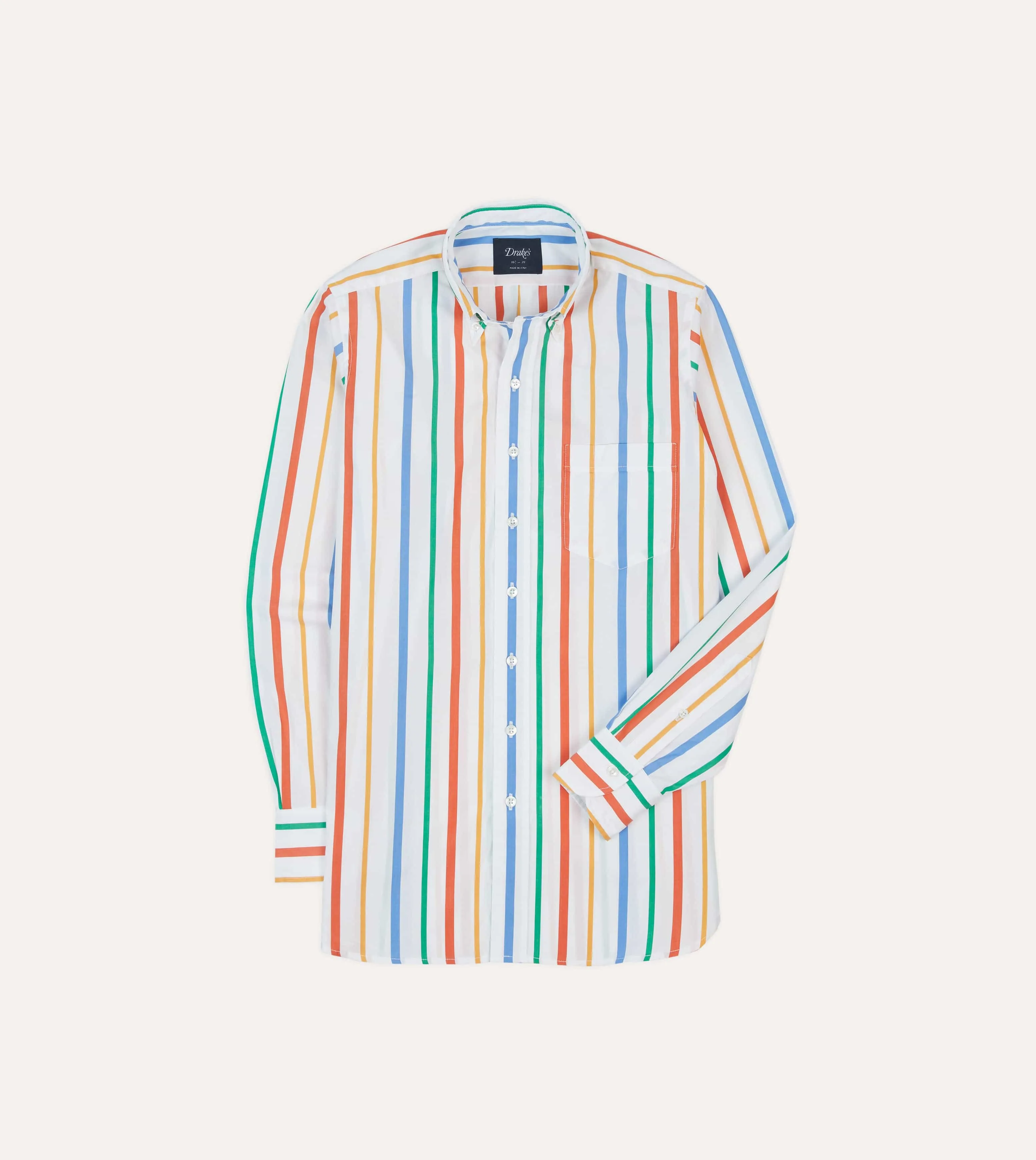 Multi Stripe Poplin Button-Down Shirt sold by Drake's London