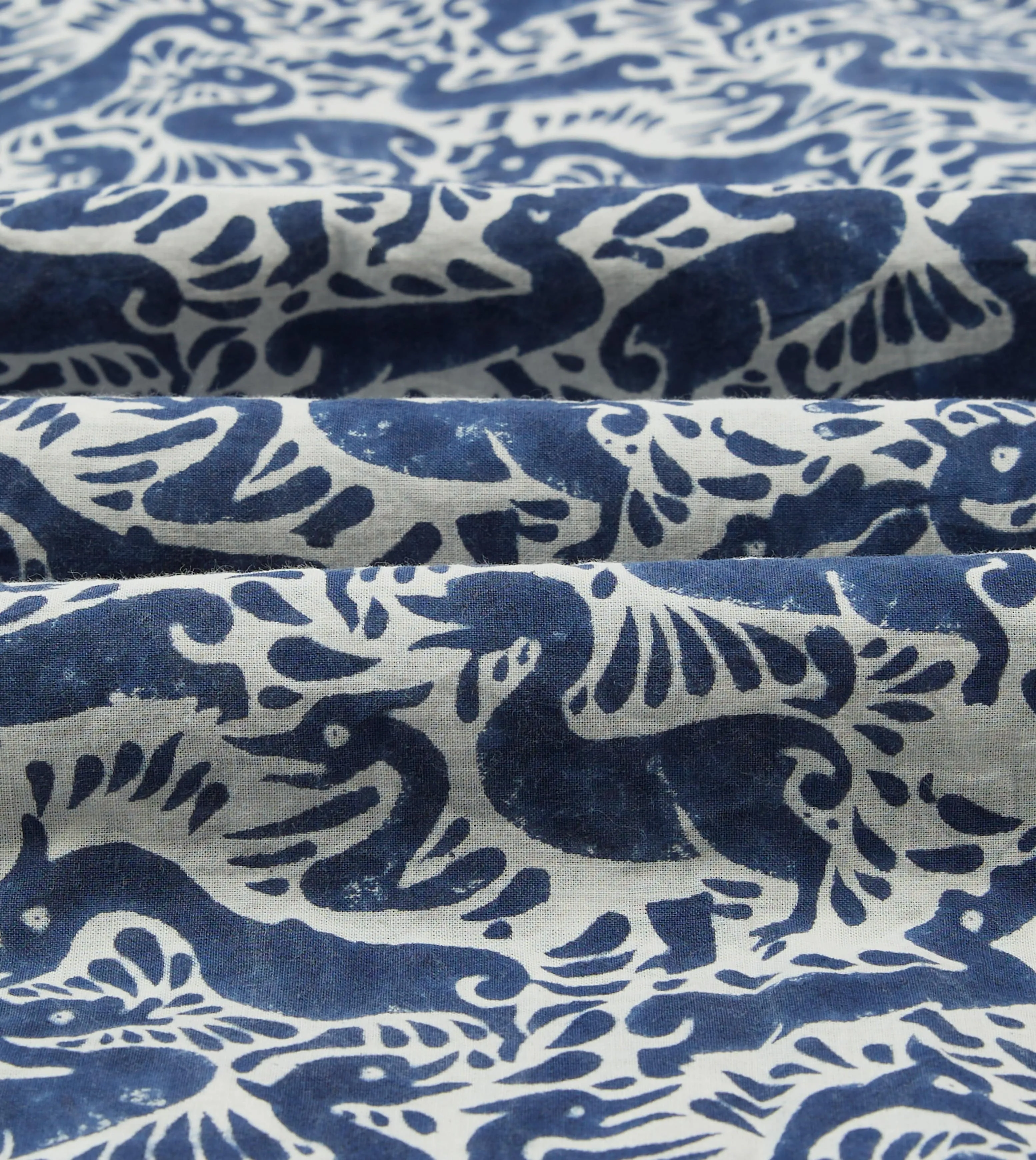 Navy Duck Block Print Cotton Camp Collar Short Sleeve Shirt sold by Drake's London product image thumbnail 2