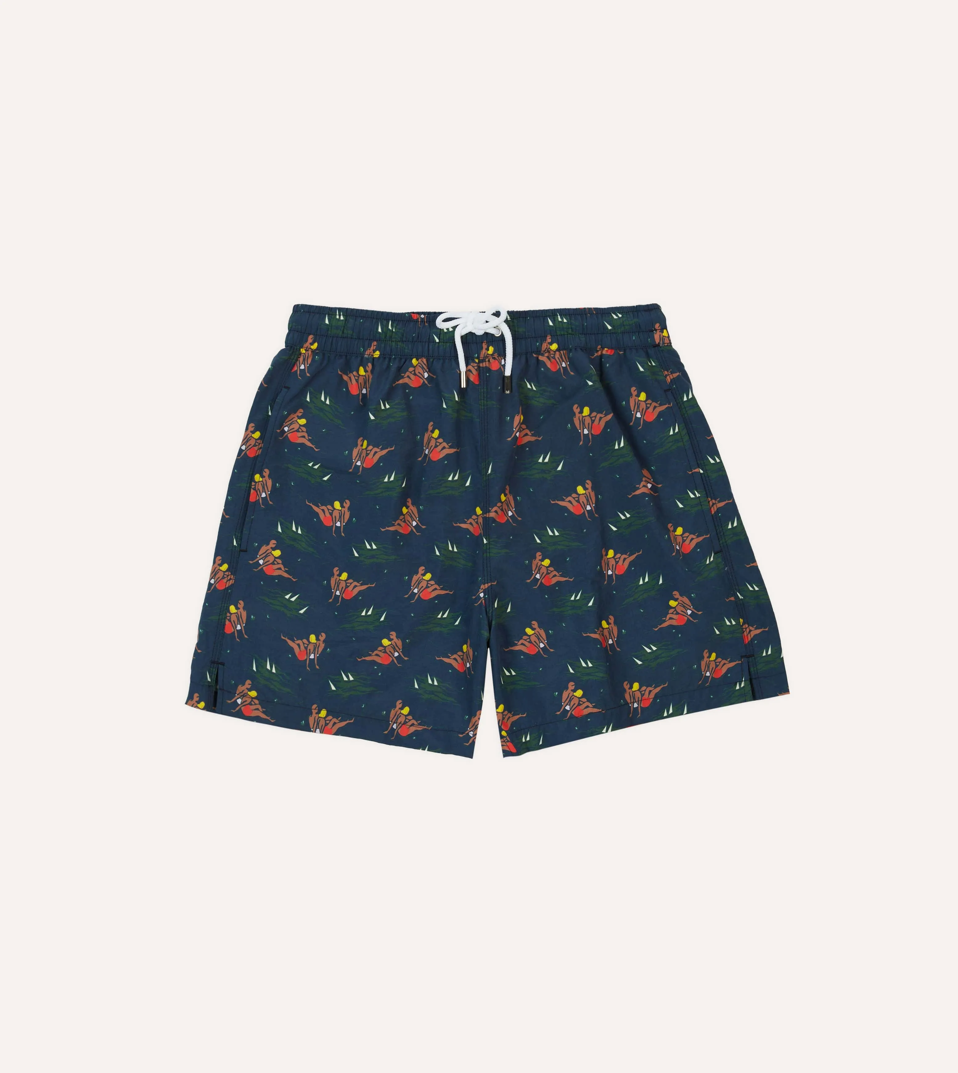 Bathers Print Nylon Drawstring Swim Shorts sold by Drake's London