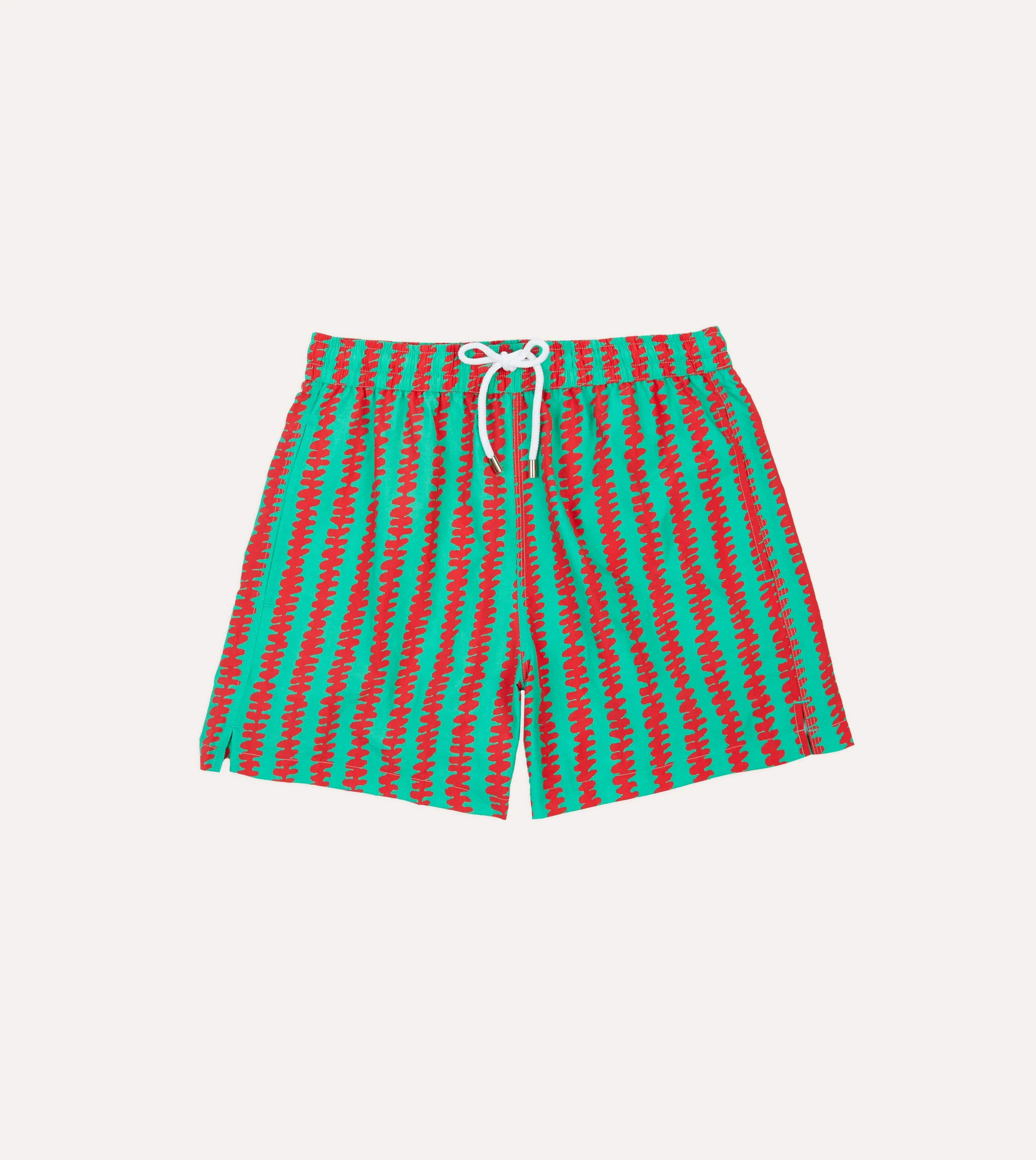 Kelim Stripe Print Nylon Drawstring Swim Shorts sold by Drake's London