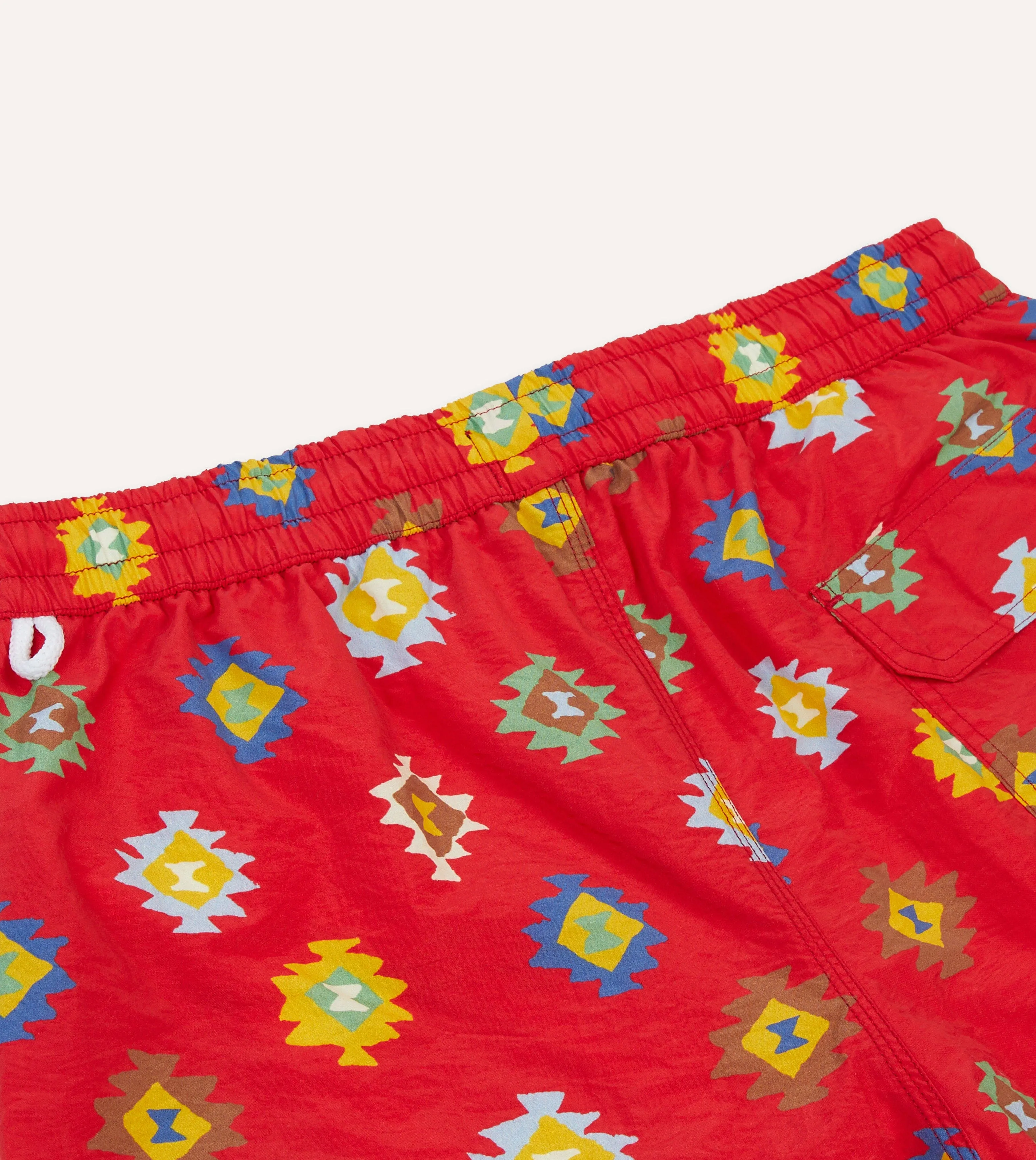 Red Kilim Print Nylon Drawstring Swim Shorts sold by Drake's London product image thumbnail 5